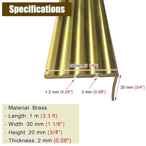 CMYUN CMYUN Threshold Strip Anti-slip Stairs Nosing Strips Brass, 3/4/5 Cm Extra-wide Stair Edging Treads, Step Edge Trim Protector Decor Guards for Marble Tile Hardwood Floors(30x20mm(1.2x0.8 in))
