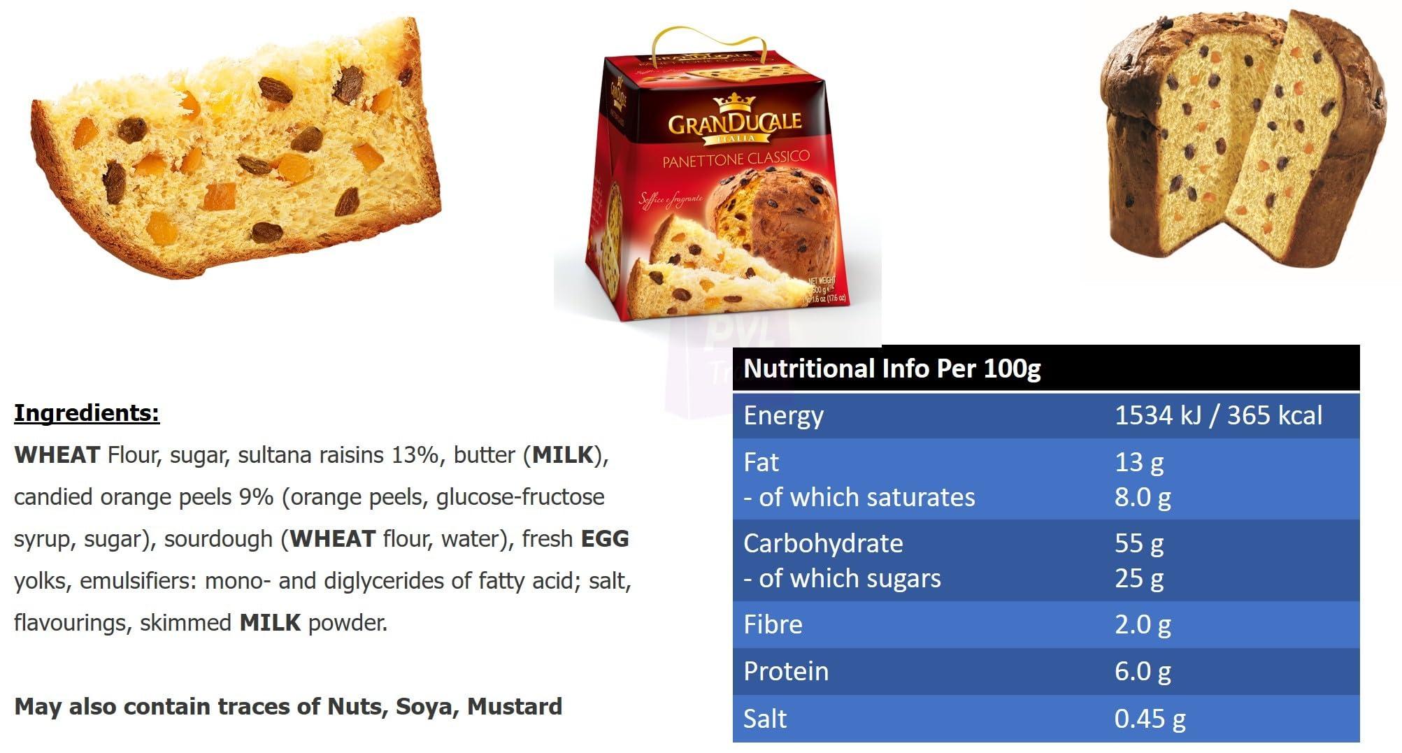 PVL Trade Italian Traditional Panettone Cake with Candied Fruit 500g