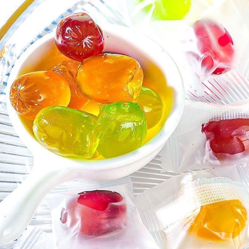 wasailuo Multi flavor Peeling Fruit Gummies,Peelable Watermelon Fudge,Grape Lychee Flavored Soft Candy,Orange Juice Gummy Candy,Chewing Candy,Chinese Sweets,Dessert,Casual Snacks Gift (Grape,5bag)