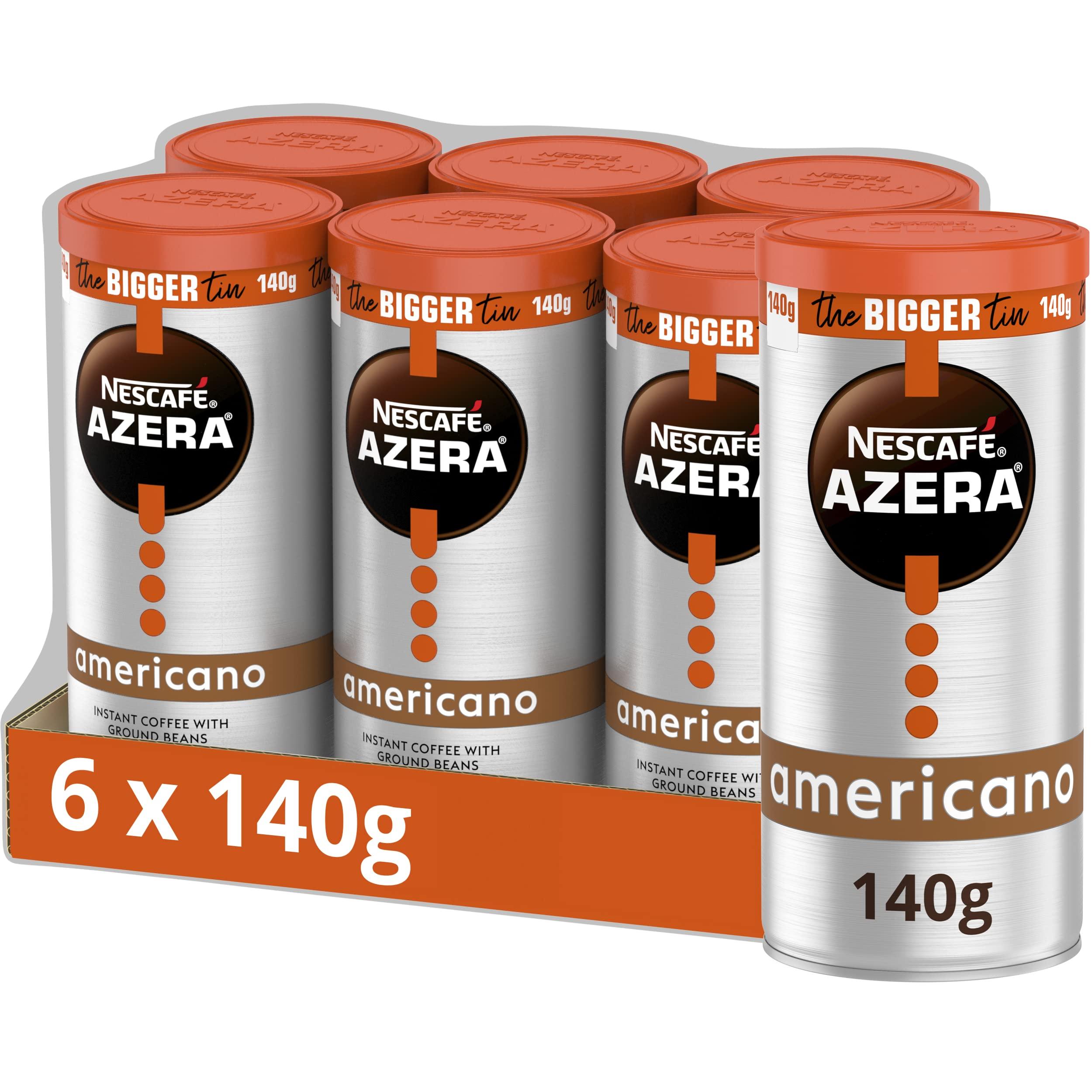 NESCAF Nescafe Azera Americano Instant Coffee 140g (Pack of 6) & Nescafe Azera Americano Decaff Instant Coffee 90g