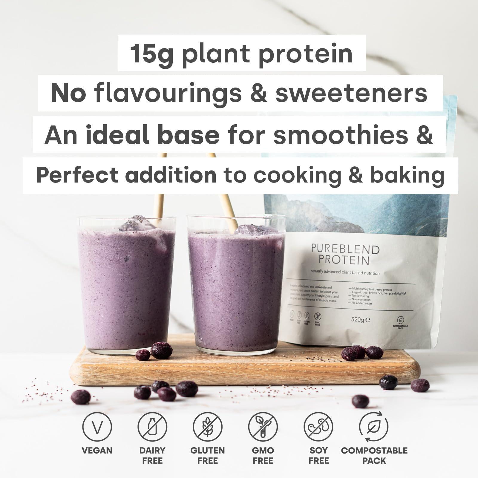Form Form Pureblend Protein - Unflavoured and Unsweetened Vegan Protein Powder - 15g of Plant Based Protein per Serving. Perfect for Your Smoothies, Cooking and Baking.