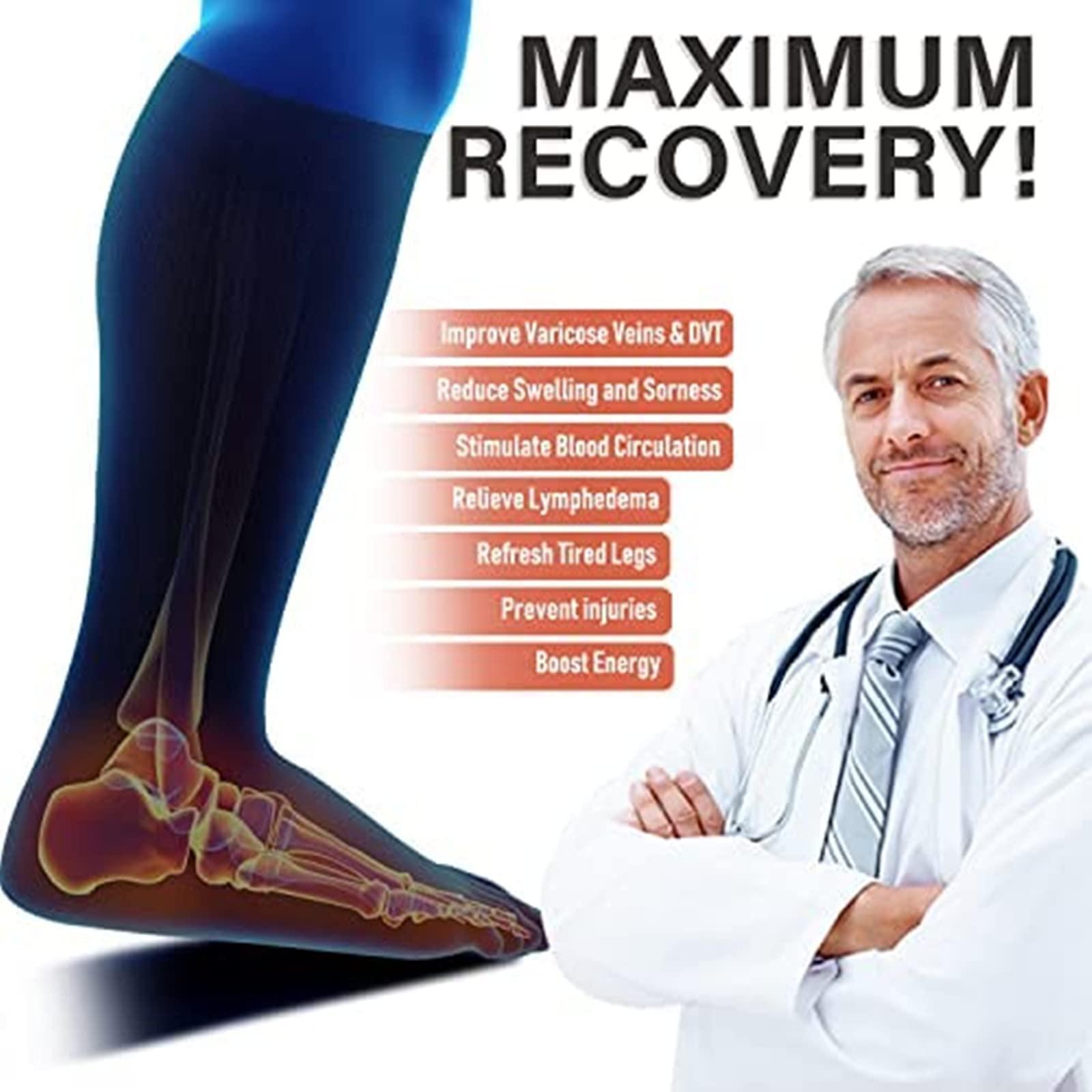 Cheeroyal 3 Pack Plus Size Compression Socks for Women and Men, 20-30mmhg Extra Large Wide Calf Knee High Stockings for Circulation Support (4XL, YSZ06-2)