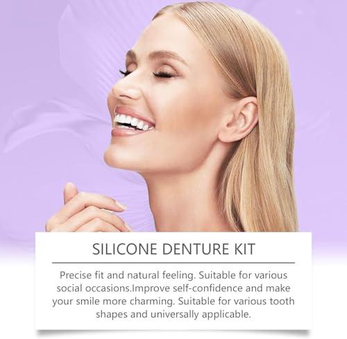 Qklovni Silicone Reline Denture Set, Silicone Denture Set, Silicone Denture Kit, Soft Silicone Denture Reline Kit, Silicone Reline for Perfect fit Dentures (1pcs)