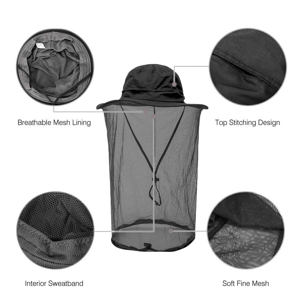 AYAMAYA AYAMAYA Mosquito Head Net Hat - Quick Dry Bucket Sun Hat with Net Mesh for Men & Women, Midge Net Head Cover Hat Protection From Mosquito Insect Bug Bee Gnats for Outdoor Fishing Hiking Gardening
