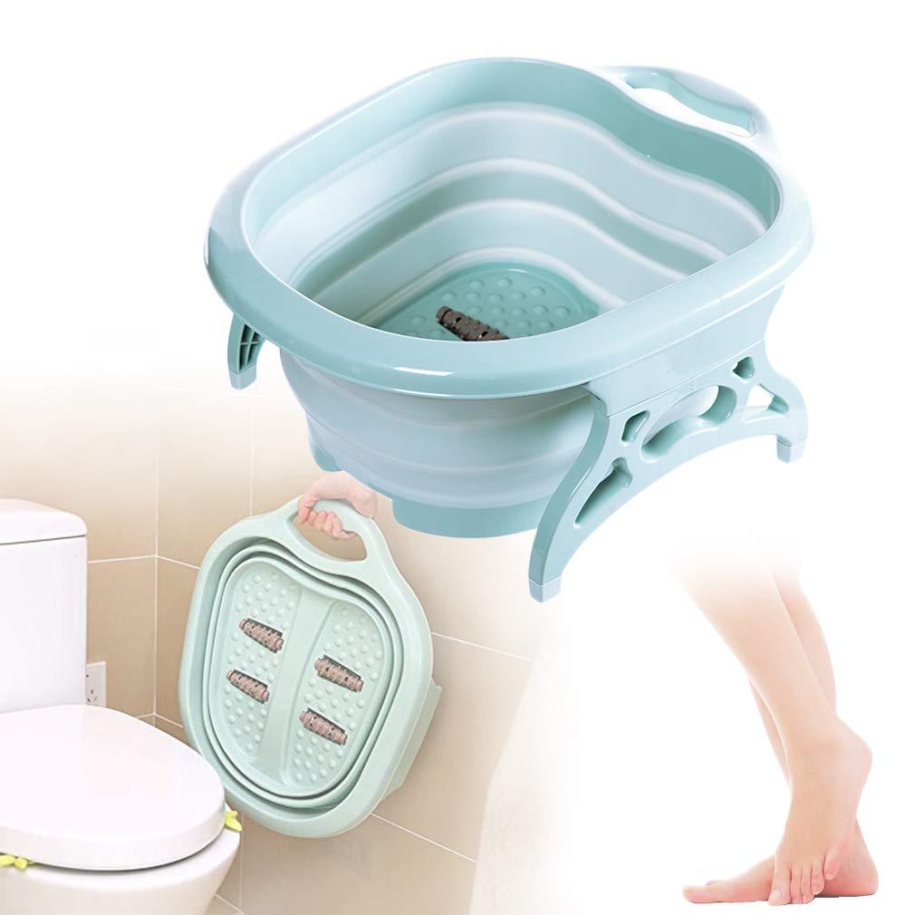 Lnobern ZhiLianZhao Portable Folding Foot Spa Foot Bath Massage Bucket Collapsible with Massage Wheel for Home Foot Spa Soak Travel,Green