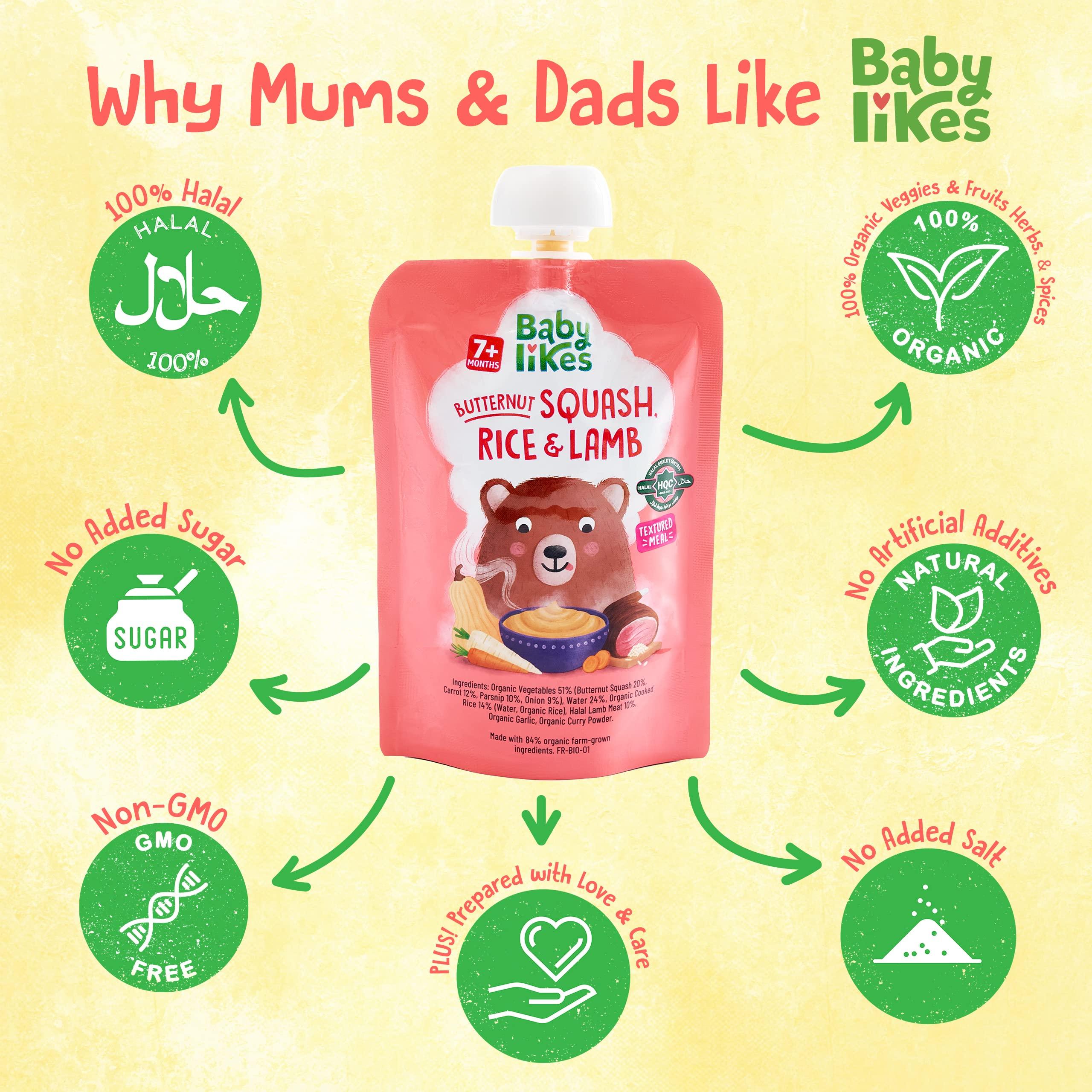 Baby Likes Baby Likes Halal Organic Baby Meals Mixed Combo Pack from 7 months 4 x 130g