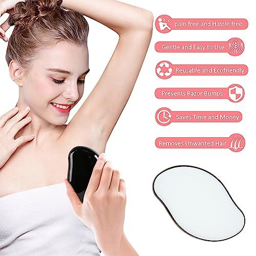 TFHAllOSTYLE Crystal Hair Eraser, Magic Crystal Hair Remover Stone, Nano Crystal Painless Hair Removal Device for Women & Men, Soft Smooth Silky Skin (Black & Pink)