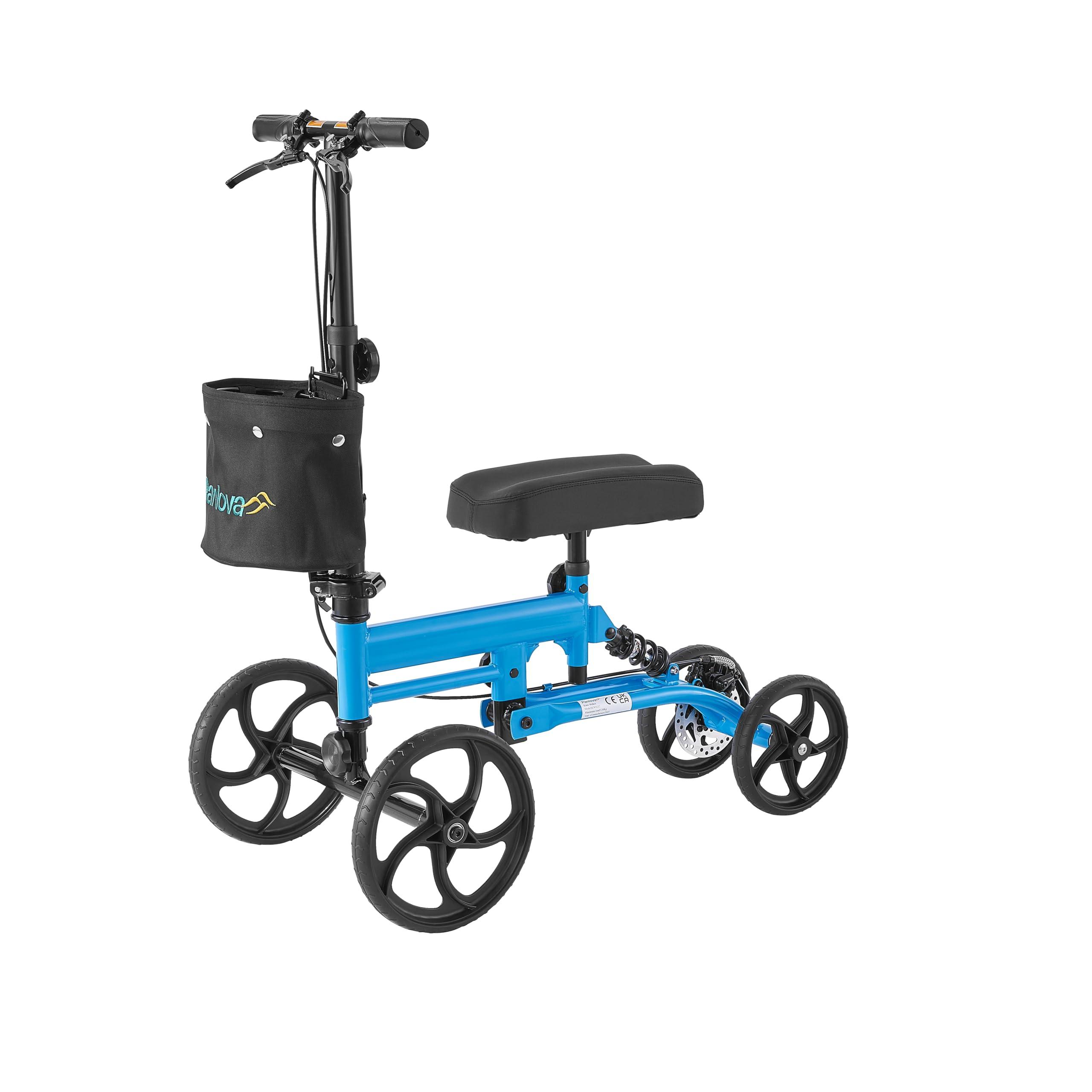 PANLOVA Adjustable Medical Folding Steerable Leg Knee Walker Scooter with Front bag-9251B