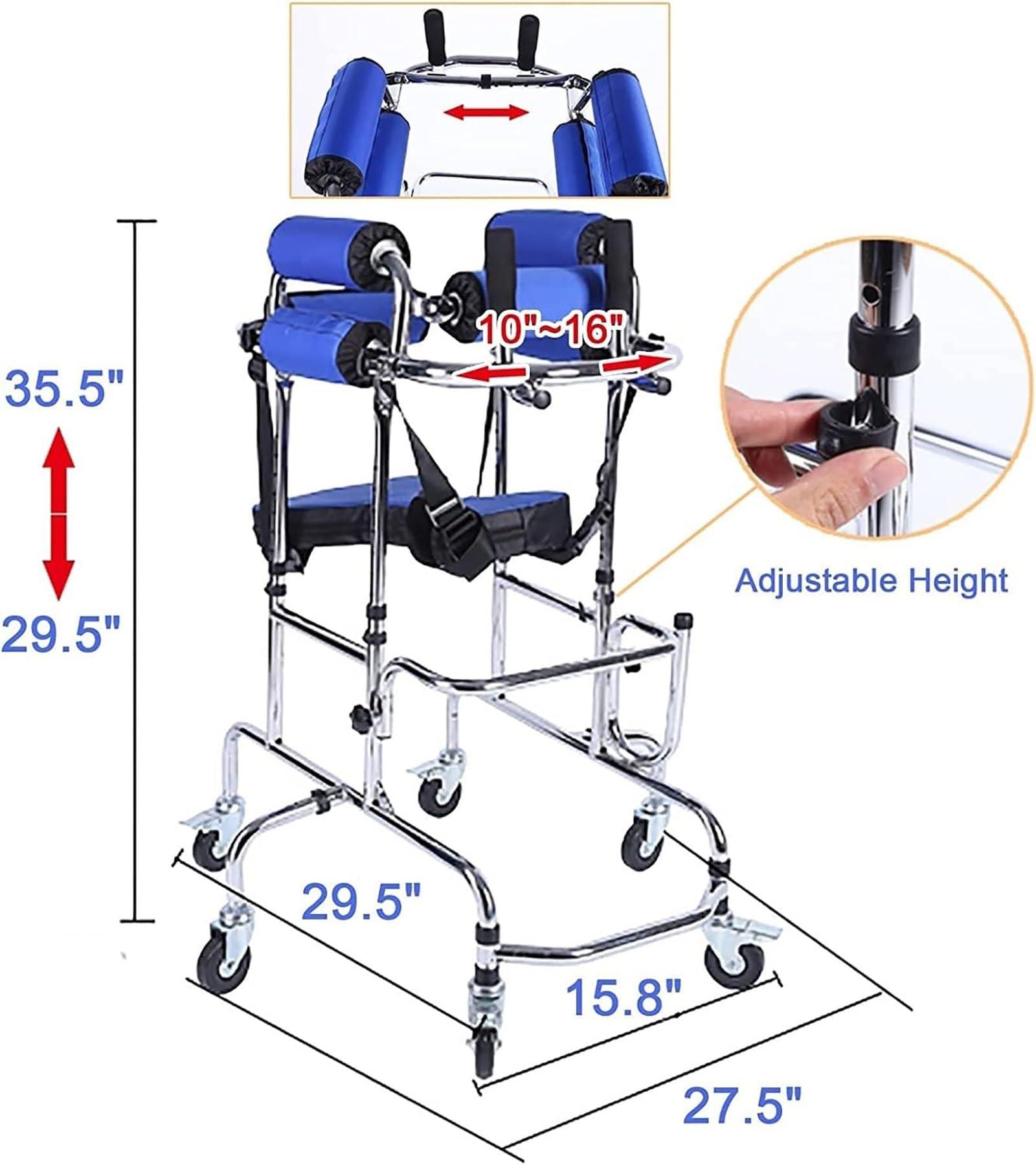 CEEBUS Walker for Disabled Children with Cerebral Palsy, Height-Adjustable Kids Upright Walker with Stainless Steel Frame, 6 Wheels Mobile Rollator,Walkers/Standing Walking Aid
