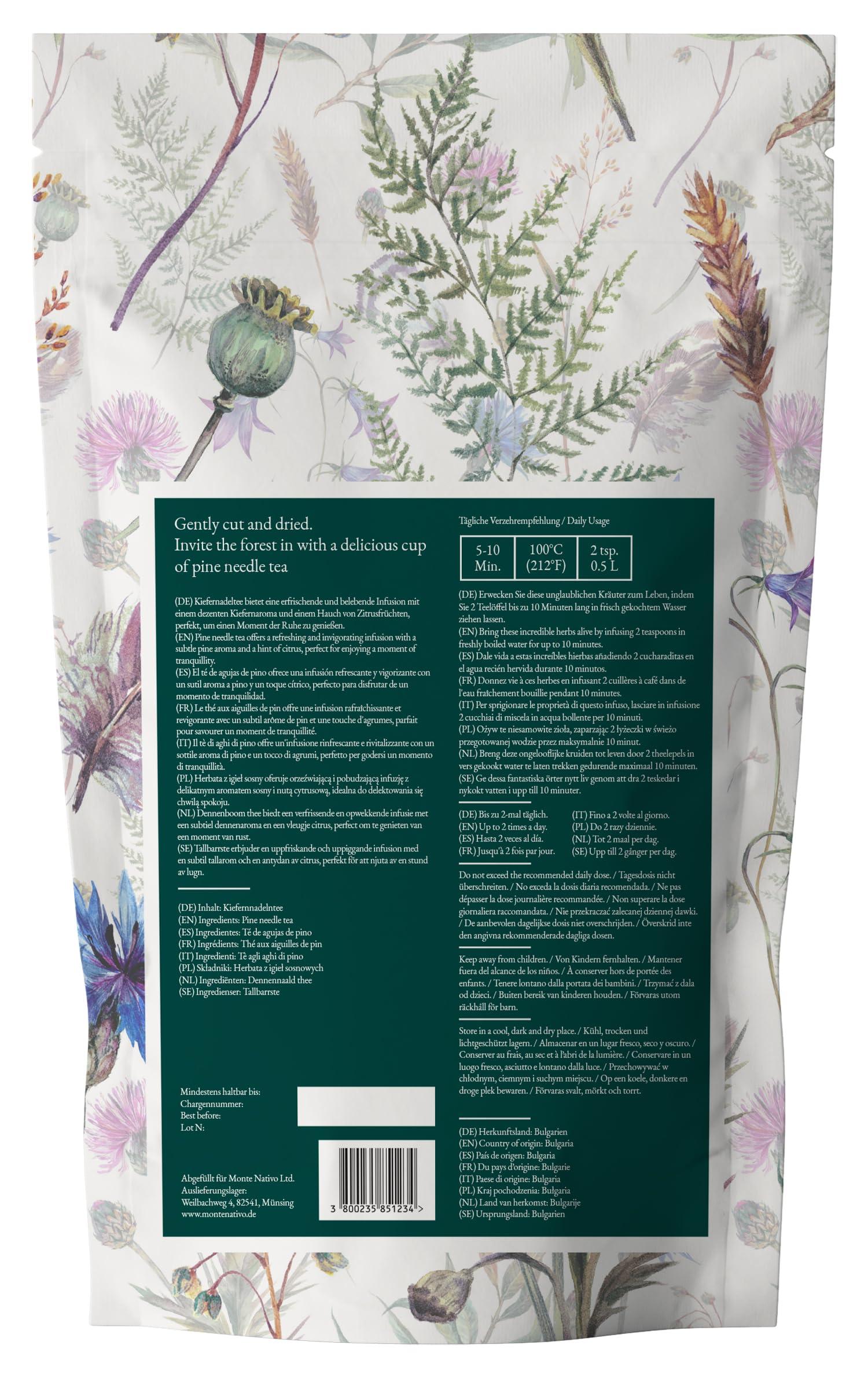 Monte Nativo Pine Needle Tea Monte Nativo (300g) - Pine needles for the most delicious cup - Aromatic and 100% Pure and Natural Loose Leaf Herbal Tea Without Additives - As a healthy, refreshing infusion