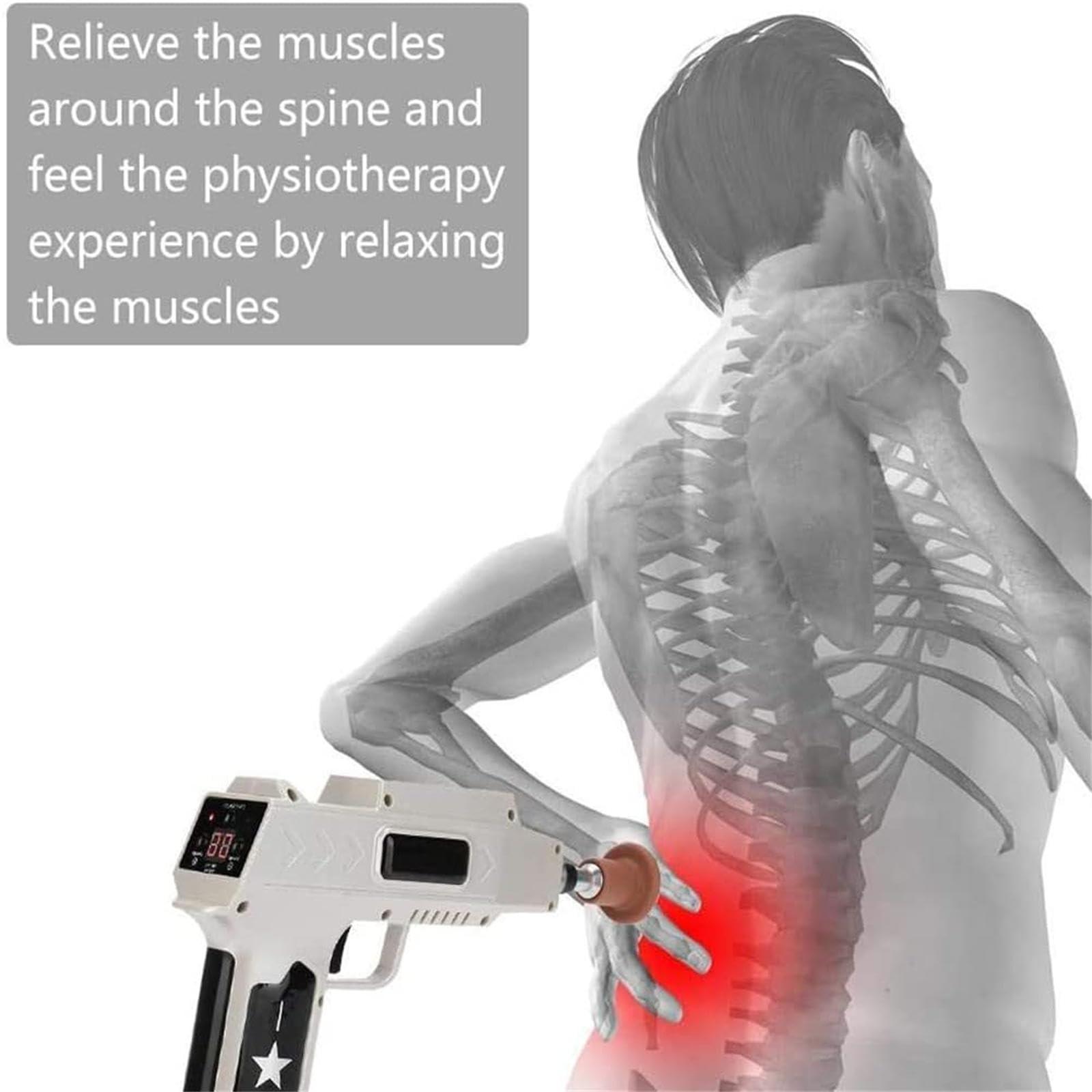 HEAXIY Professional Spine Correction Gun, Chiropractic Adjusting Tool with 10 Heads & 30 Level Speed, Deep Muscle Massager Relax Device