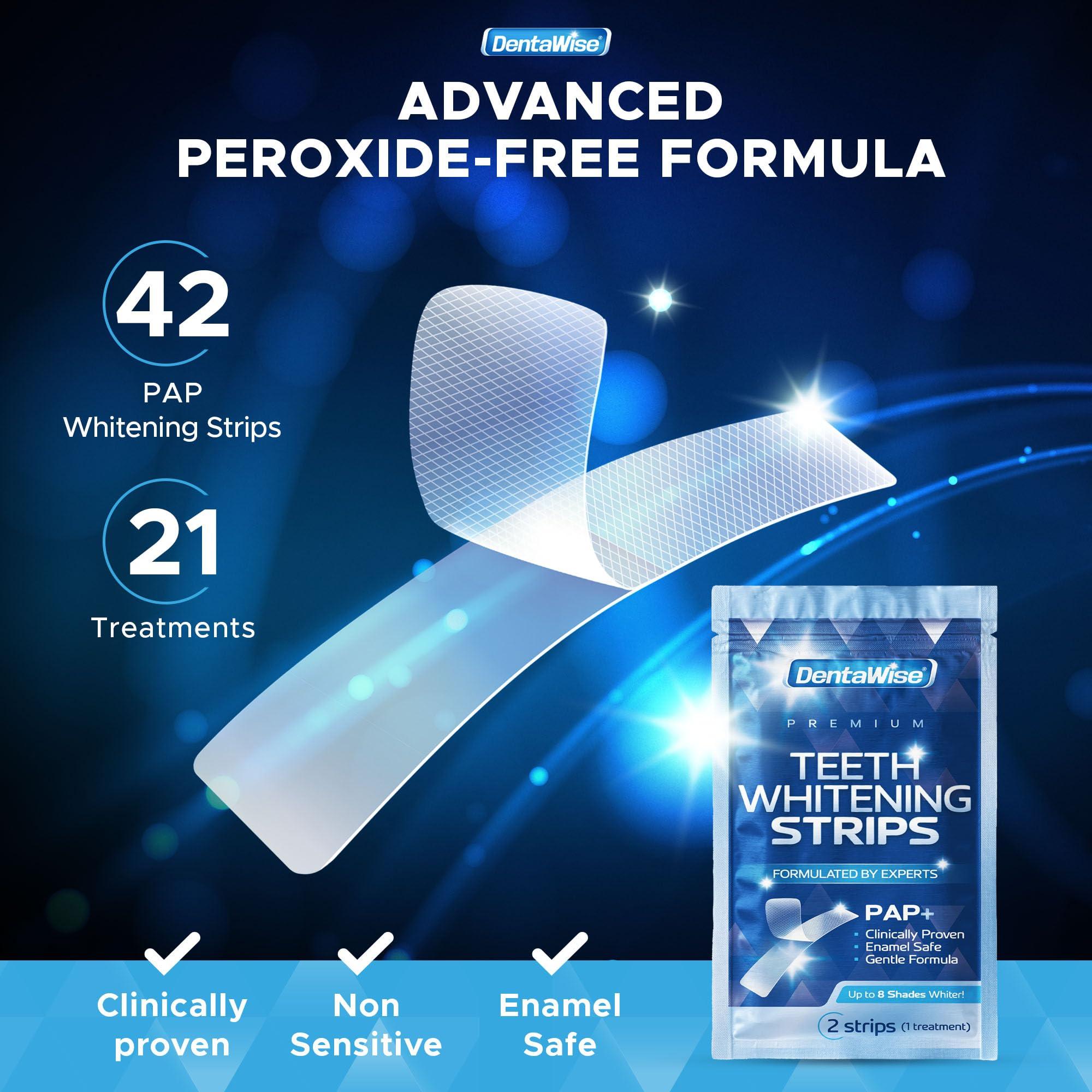 DentaWise DentaWise Premium Teeth Whitening Strips 21 Treatments 42 Pap Whitening Strips with Shade Guide Non-Sensitive Peroxide-Free Formula Easy to Use and Enamel Safe Formulated by Experts