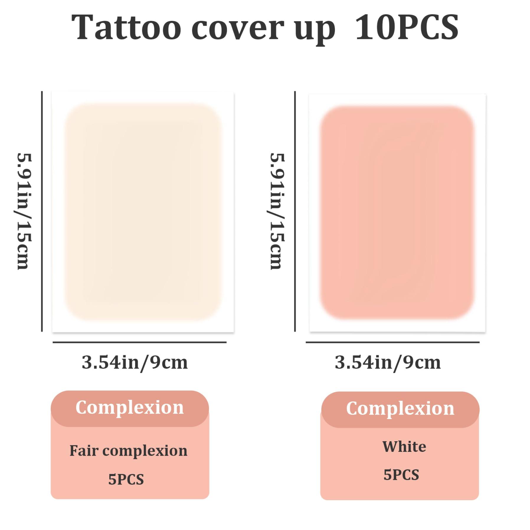Weduspaty Tattoo Cover Up Patch 10Pcs Waterproof Tattoo Cover Up Tape 2 Colors Breathable Tattoo Concealer Sticker Ultra-Thin Skin Tattoo Cover Invisible for Tattoo ScarBirthmarks Style 1