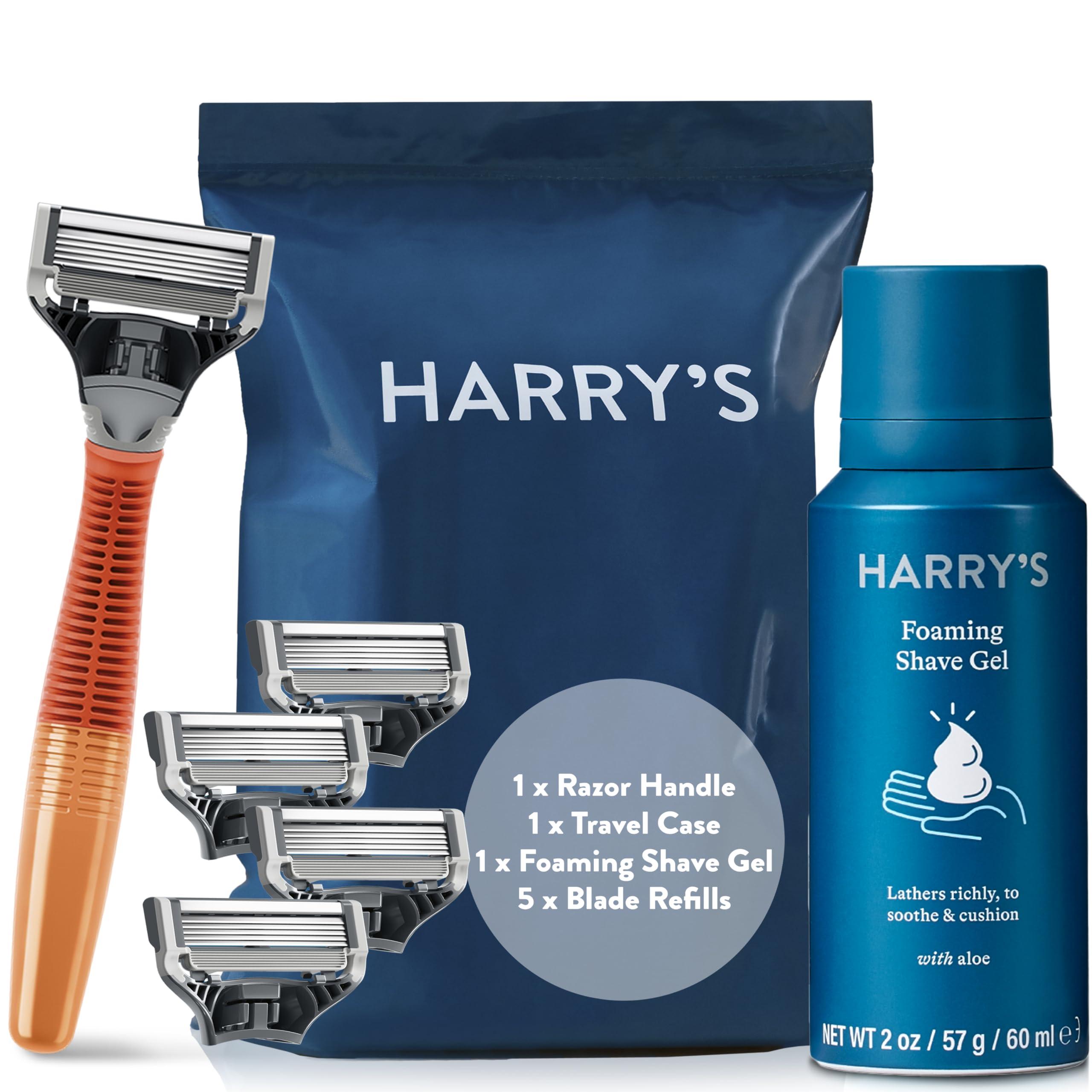 Harry\'s Harry\'s Men\'s Razor Set, Razor + 5 Razor Blades + Shaving Cream, Harry\'s Razor Blade Refills use 5 Blade Design for Smoother Shaving, Travel Size Men\'s Shave Cream Formulated with Aloe