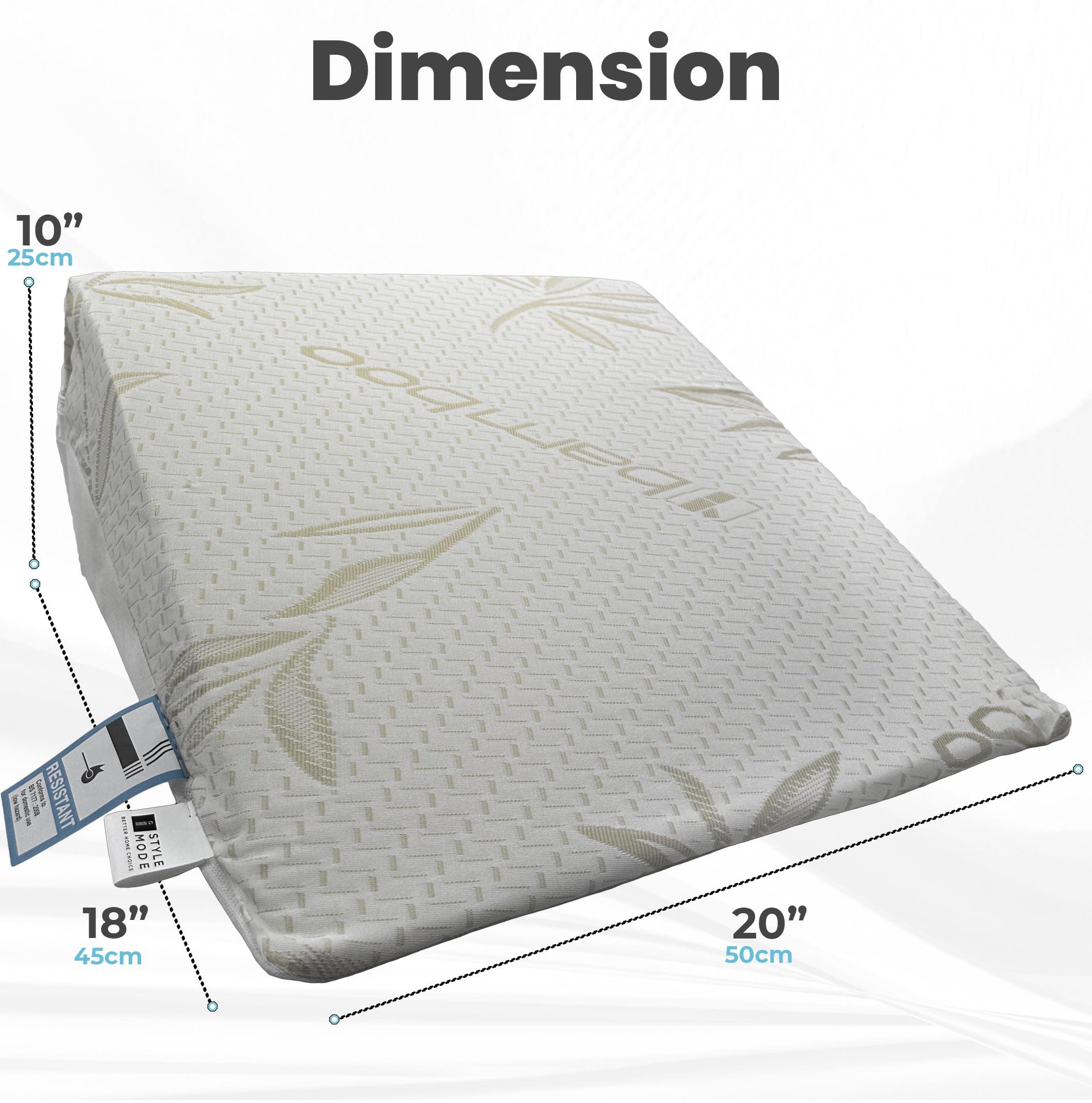 iSTYLE MODE BETTER HOME CHOICE Bamboo Orthopaedic Bed Wedge Pillow Foam Inside | For GERD, Acid Reflux, Reduce Back and Neck Pain, Snoring, and Breathing Problems | Great For Sleeping, Reading, Rest Elevation, Washable Cover