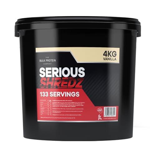 The Bulk Protein Company Serious Shredz 4kg Diet Whey Protein Powder Contains L-Carnitine L-Tartrate and Green Tea Extract Supports Lean Muscle Growth, 133 Servings The Bulk Protein Company (Vanilla)