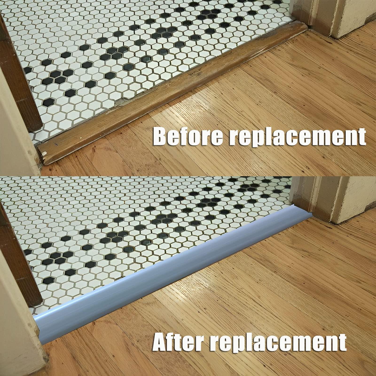 EaseInstall Vinyl-Door-Threshold-Ramp Door-Transition-Strip 36 inch, Threshold 1/2'' ~ 3/5'', Thresholds Ramps for Doorways, Wheelchair Ramp Edge-Reducer Threshold-Transition-Strip for Home/Door/Floor (Grey)