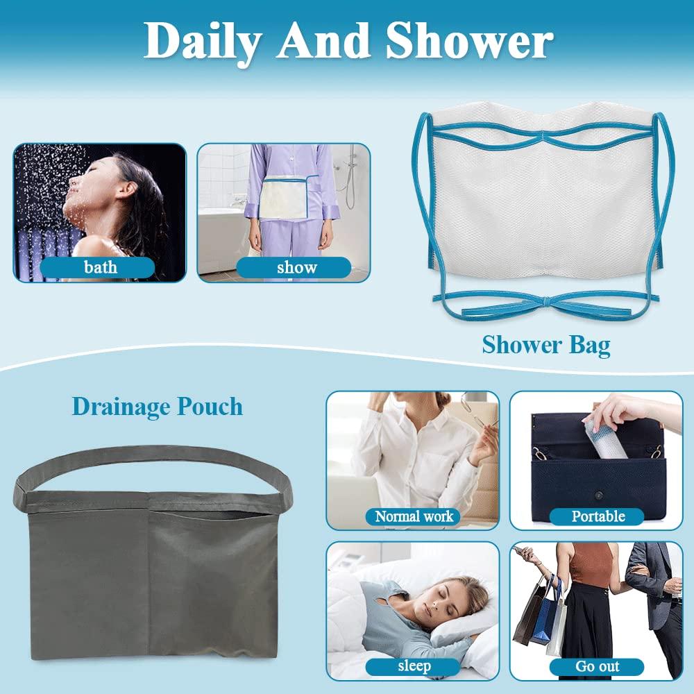 AOSSA Mastectomy Drain Holder Drainage Pouch Holder for Tummy Tuck Drain Belt Shower Pouches for After Surgery Breast Augmentation Reduction Supplies Gifts for Mastectomy Patients Recovery Kit