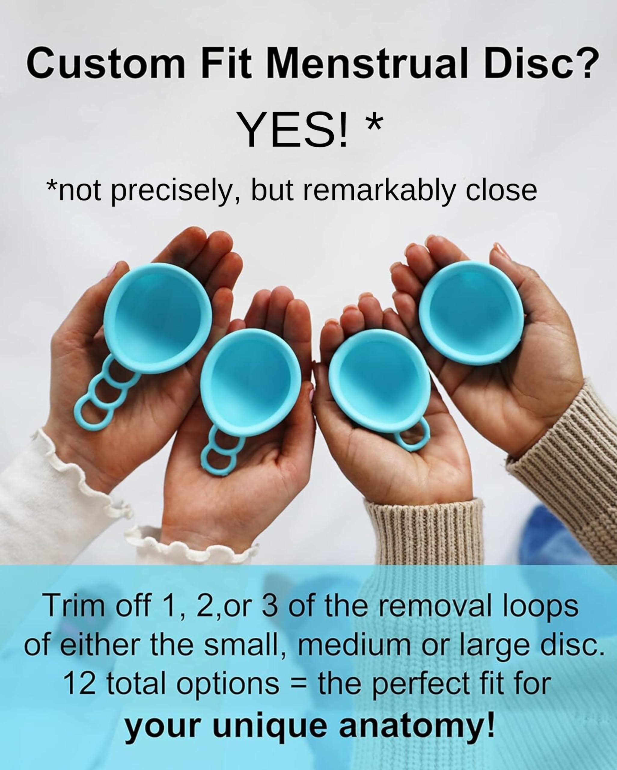 MOONTHLIES MOONTHLIES Reusable Menstrual Disc | Period Disc with Removal Loop Stem | Alternative to Menstrual Cups for Light or Heavy Flows | Sustainable Alternative to Tampons/Pads (1 Medium, 1 Large, Blue)