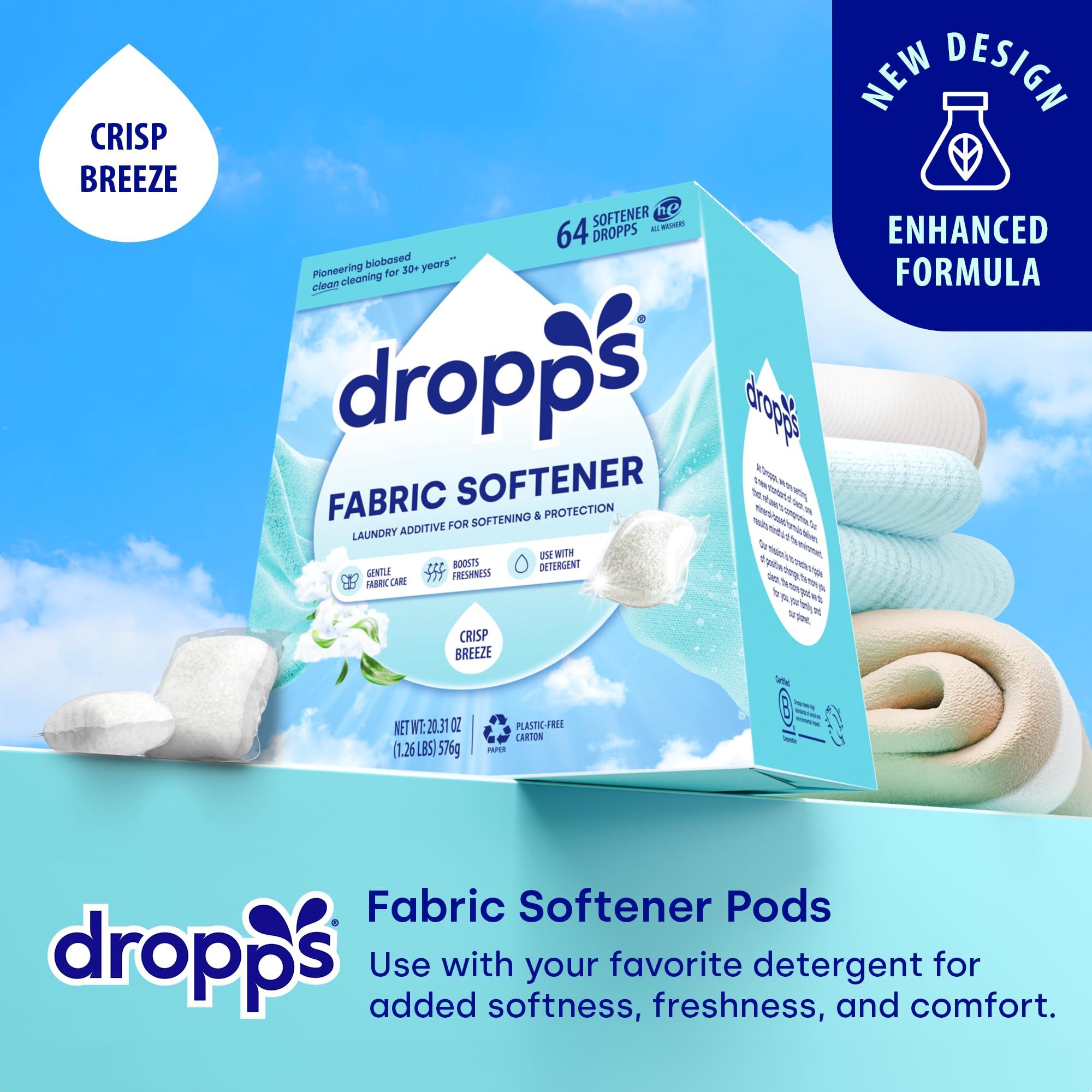 dropps Dropps Scent Booster Pods with Fabric Softener, Clean Scent, Natural, Eco Friendly, Plastic Free, 64 Count