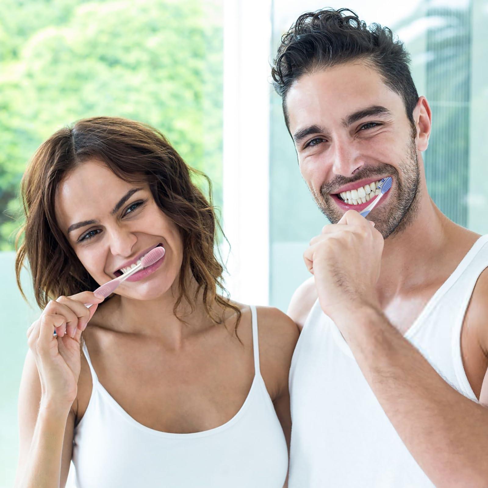 DR.BRIGHT DR.BRIGHT Adults Manual Toothbrush,Tongue Cleanser, Ultra Soft Bristles, Soft Toothbrush for Adults, Non-Slip Brush Handle Toothbrush,Tooth Brush, Assorted Colors, 6 Pack