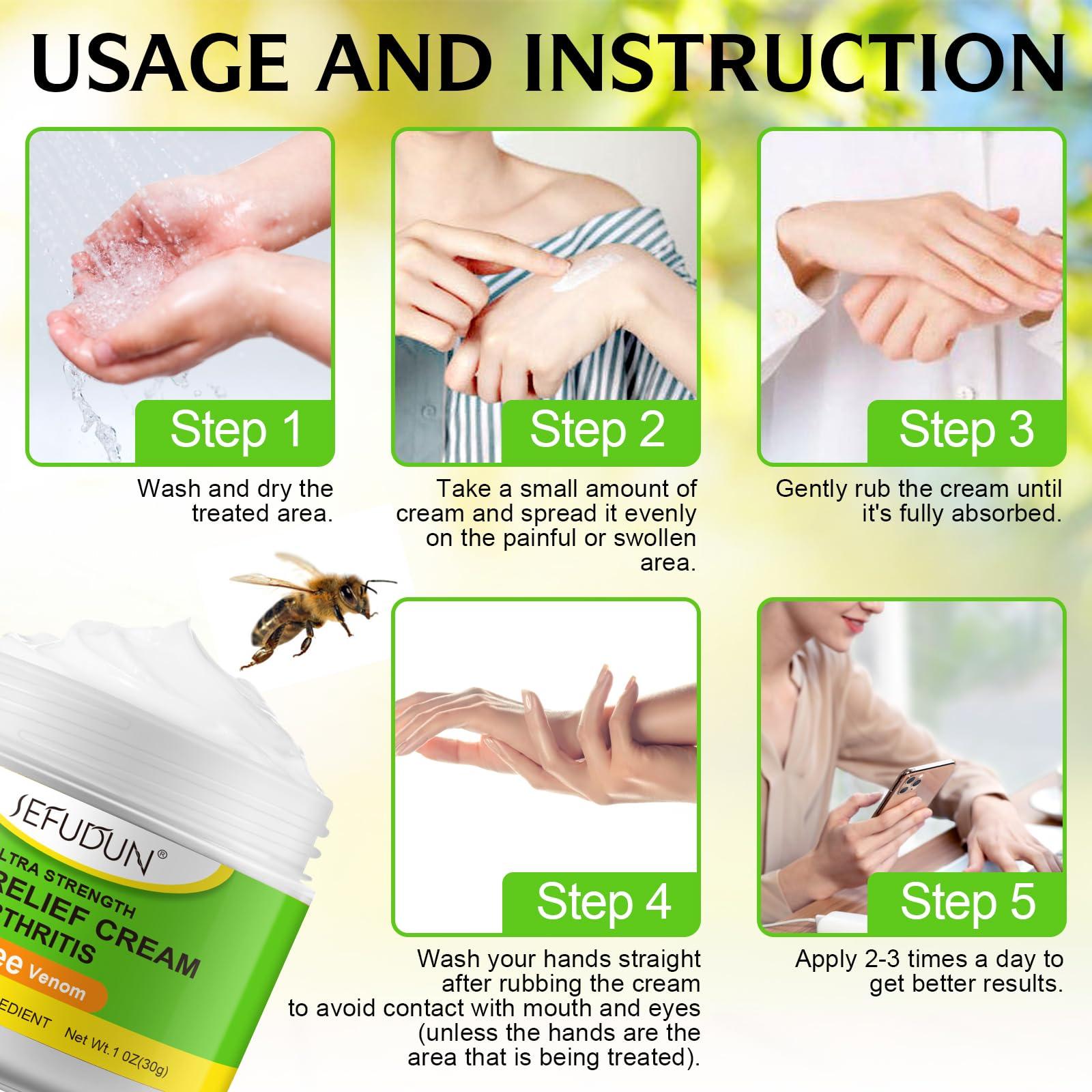 ITSDAWN Bee Venom Cream for Arthritis, Bee Venom Joint Relief Cream for Legs and Muscle Recovery, Bee Venom Joint and Bone Therapy Cream on Back, Neck, Hands, Feet 30g - 2 Pack (60g)