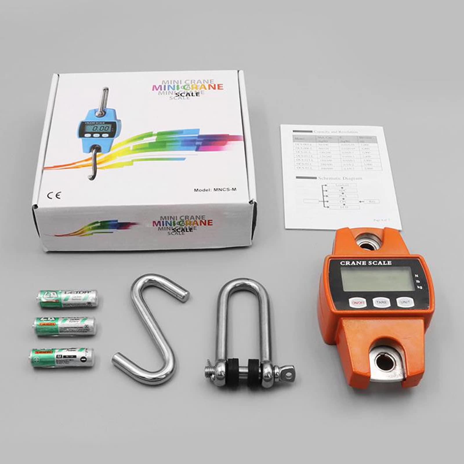 MULAIDI 660lb Digital Hanging Scale Hand-held 300Kg Crane-Scale with Hooks for Farm Hunting Fishing Outdoor Digital Hanging Scale 660lb for Weighing