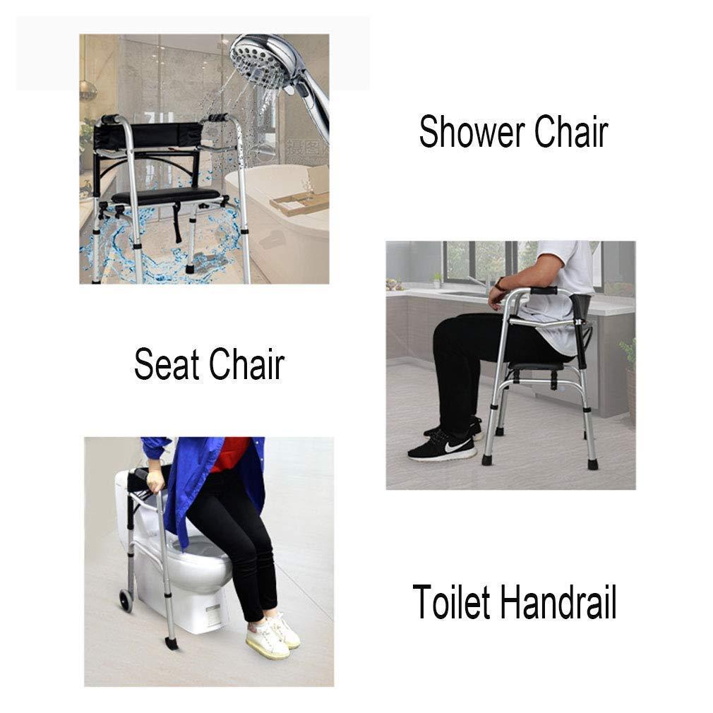 NATWEE Walker,Shower Commode Chair with Pot for Seniors | Folding Rollator Walker with 4 Wheels - Adjustable Height - Walking Frame Transport Chair with Handbrake and Flip Leather Seat It's so Kind of You