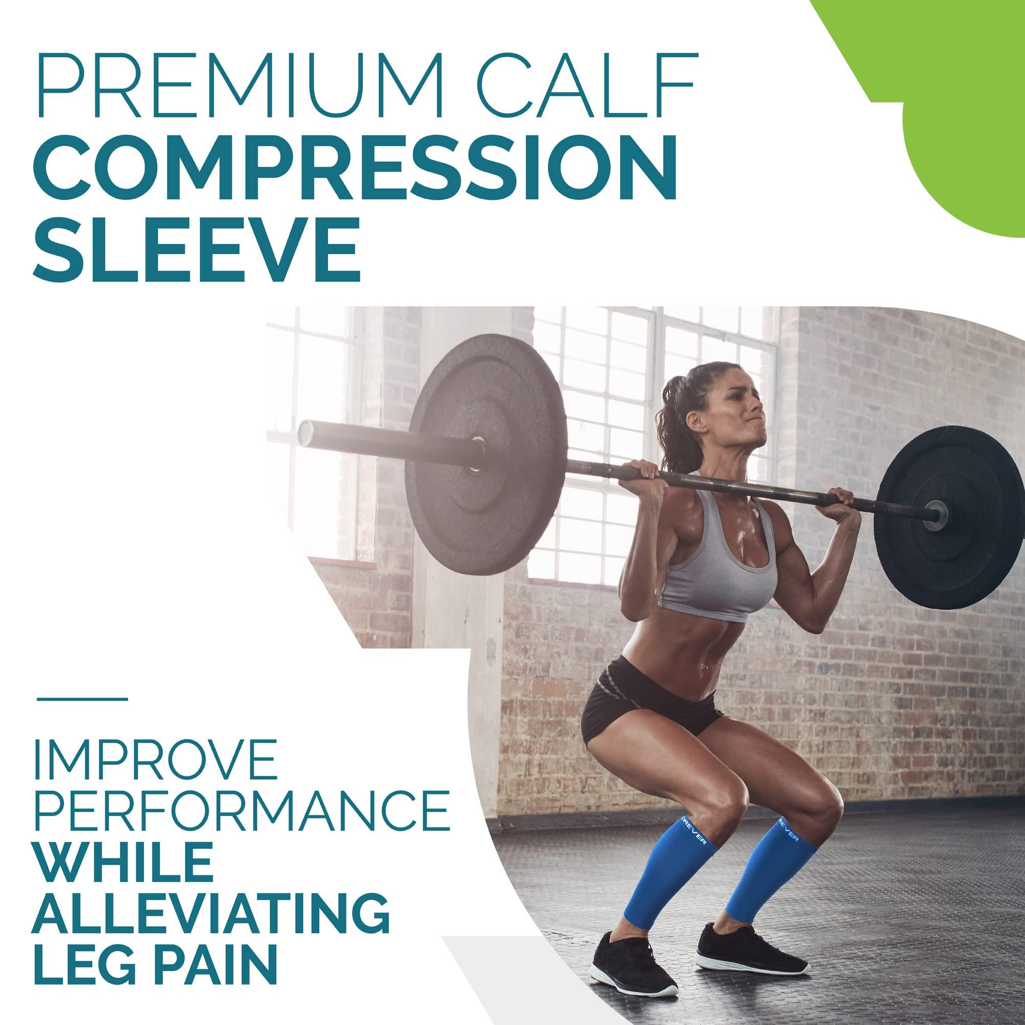 Run Forever Run Forever Sports Calf Compression Sleeves - Leg Compression Socks for Shin Splint, Varicose Vein & Calf Pain Relief (Blue, Medium)