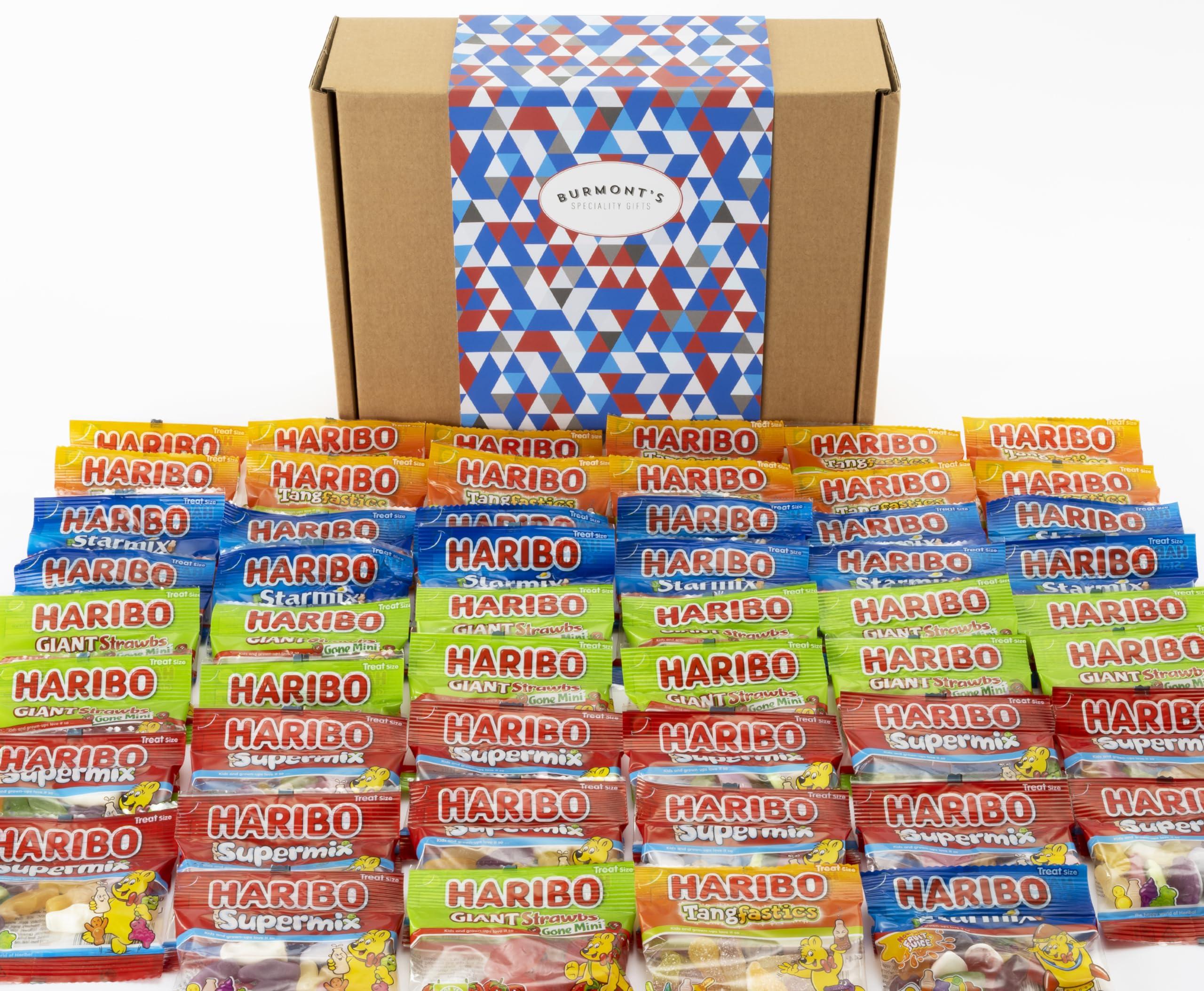 Burmont's Speciality Gifts The Ultimate Haribo Mini Bags Sweets Hamper - Starmix, Supermix, Strawbs & Tangfastics - Hamper Exclusive to Burmont\'s