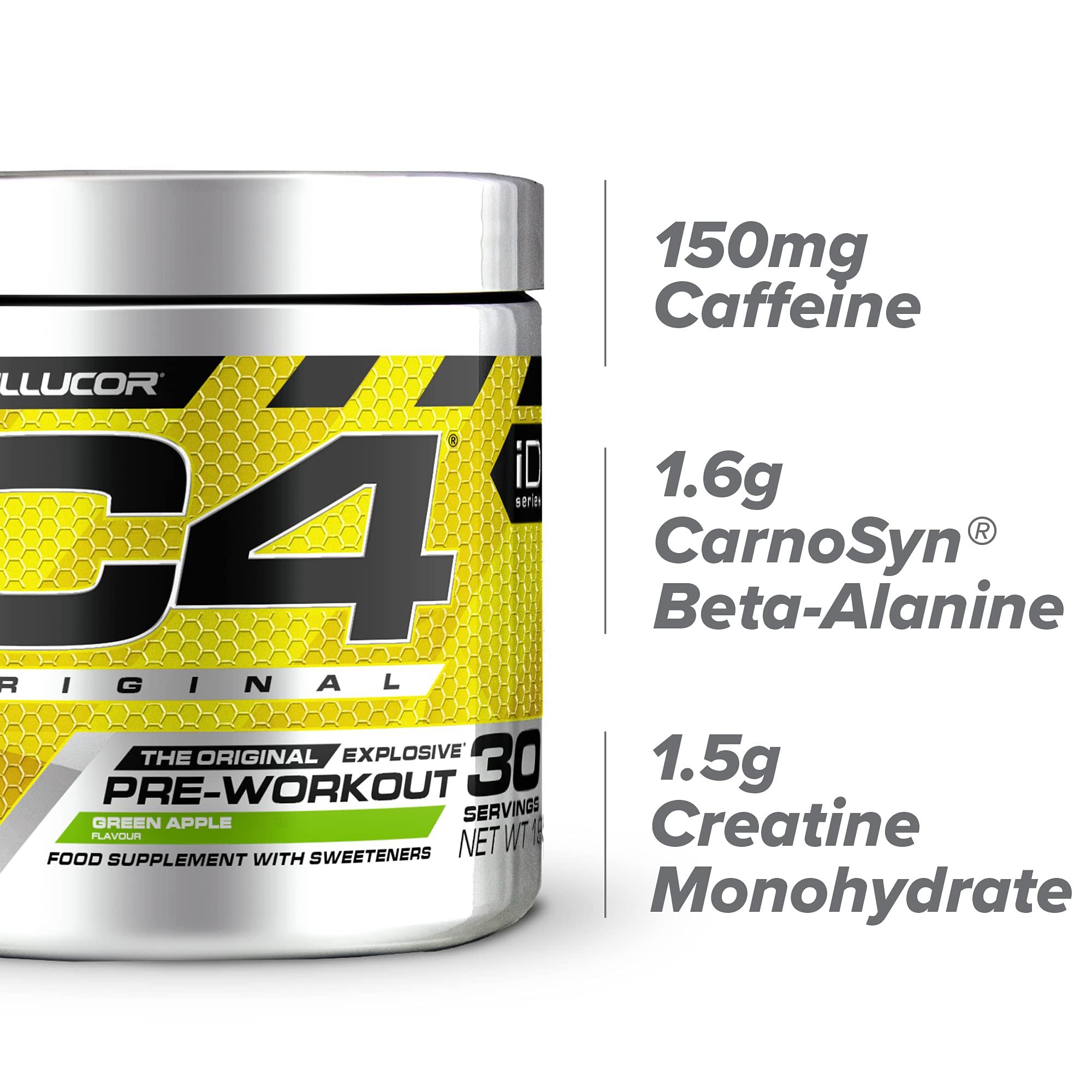 Cellucor C4 Original Beta Alanine Sports Nutrition Bulk Pre Workout Powder for Men & Women | Best Pre-Workout Energy Drink Supplements | Creatine Monohydrate | Green Apple | 30 Servings