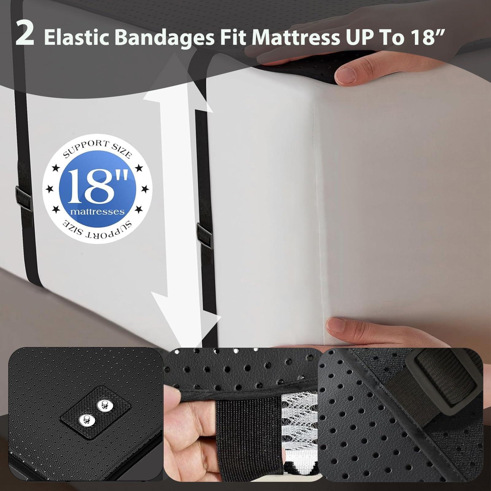 RIQINXIN RIQINXIN Conductive Grounding Mat Grounding Mattress Pad With 15ft grounding cord Perforated Design 100% Conductive PU Leather Grounding Mat for bed 55x71in Black