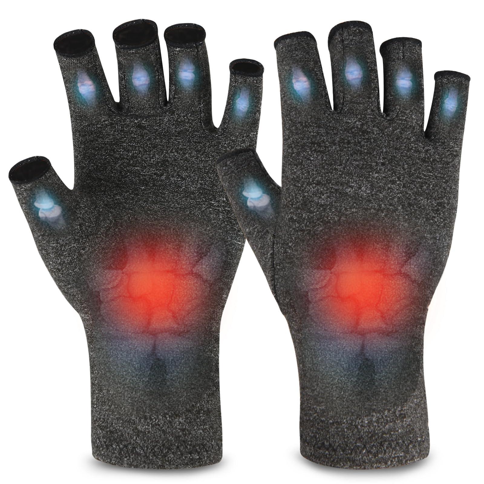 AovYoo AovYoo 1 Pair Fingerless Arthritis Compression Gloves Raynauds Gloves Rheumatoid Osteoarthritis Wrist Supports -Hand Pain Relief (M, Grey)