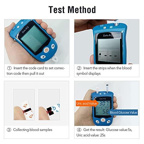 sinocare sinocare 2-in-1 Uric Acid & Blood Glucose Test Kit, Safe AQ UG Multifunctional Monitor for Blood Sugar & Gout Test, w/Test Strips x 100 & Lancing Devices x 100, for Diabetics & Gout - in mmol/L