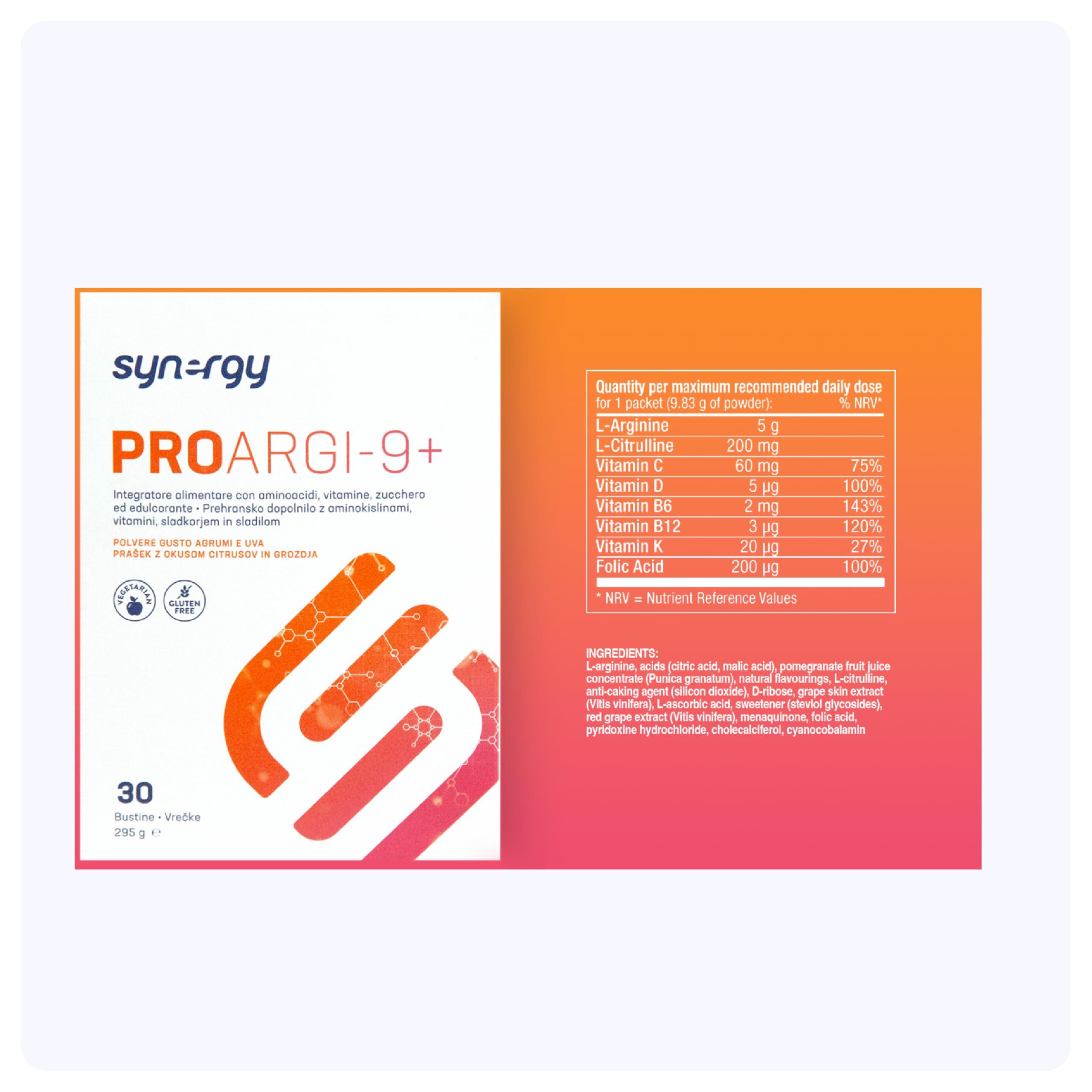 Synergy Worldwide Synergy Worldwide ProArgi 9+ 295 g | 5000mg L-Arginine and 200mg L-Citrulline Supplement with Vitamins C, D3, K, B6, and B12 | Enhance Cardiovascular and Circulatory Health | 30 Sachets