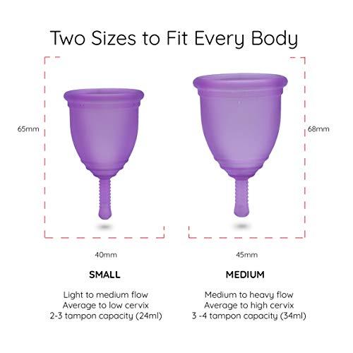 Ruby Cup Ruby Cup - Reusable Menstrual Cup - Medium (Heavy Flow) - Purple - Includes Cup Donation - Perfect for Beginners - Safe and Convenient Reliable Alternative to Tampons & Sanitary Towel