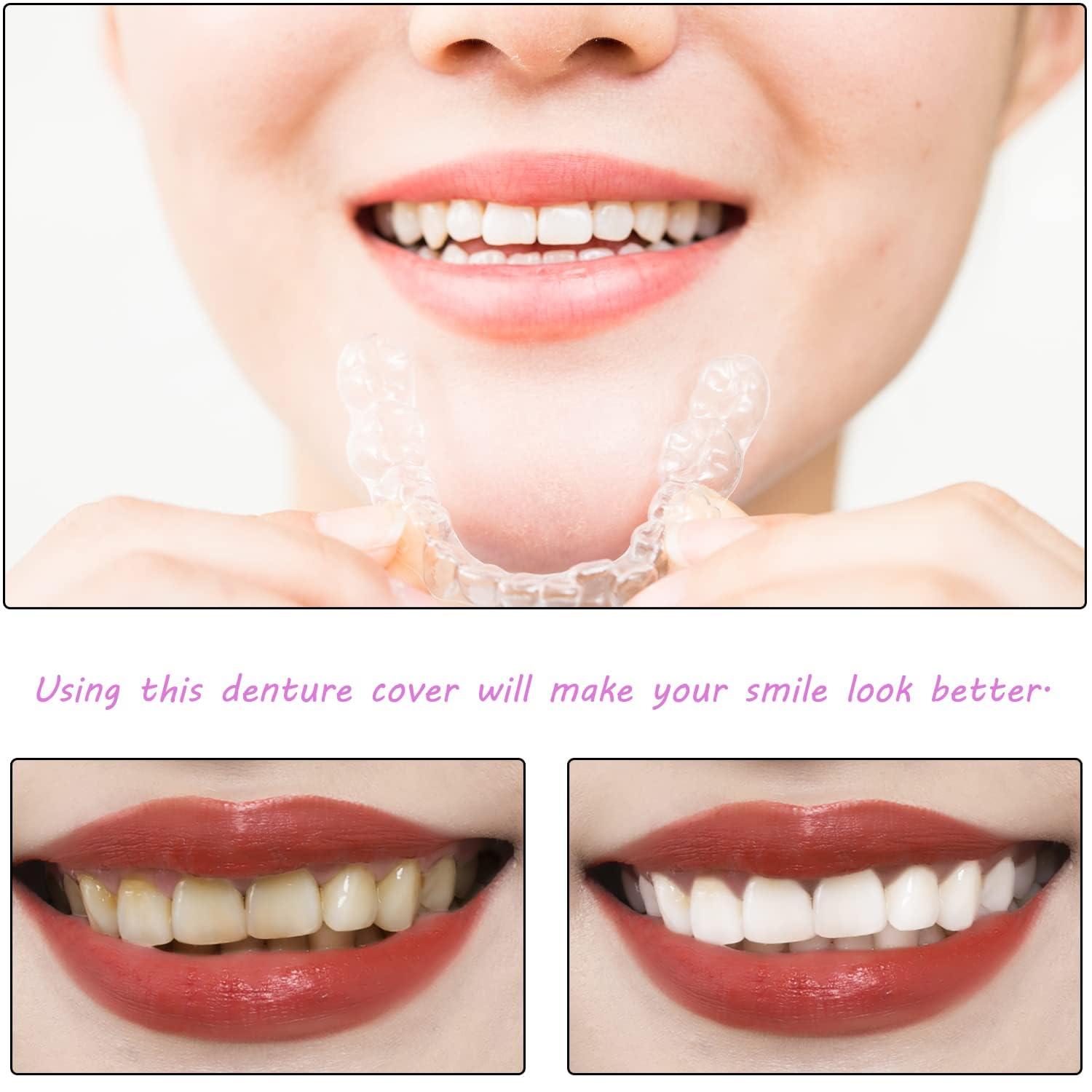 Flipped Warmth Flipped Warmth 2 Pair Instant Veneers Teeth Dentures Fake Teeth, Cosmetic Tooth Covering Snap Smile Teeth, Clip on Veneers Top and Bottom False Teeth for Men and Women