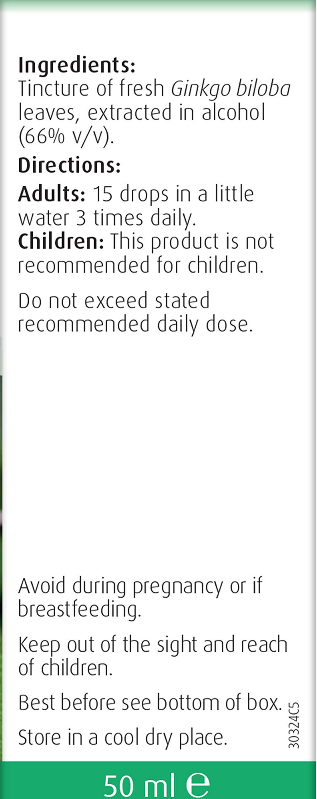 A.Vogel A.Vogel Ginkgo Biloba Drops | Food Supplement | Extract from Fresh Ginkgo Biloba Leaves | Vegan | 50ml