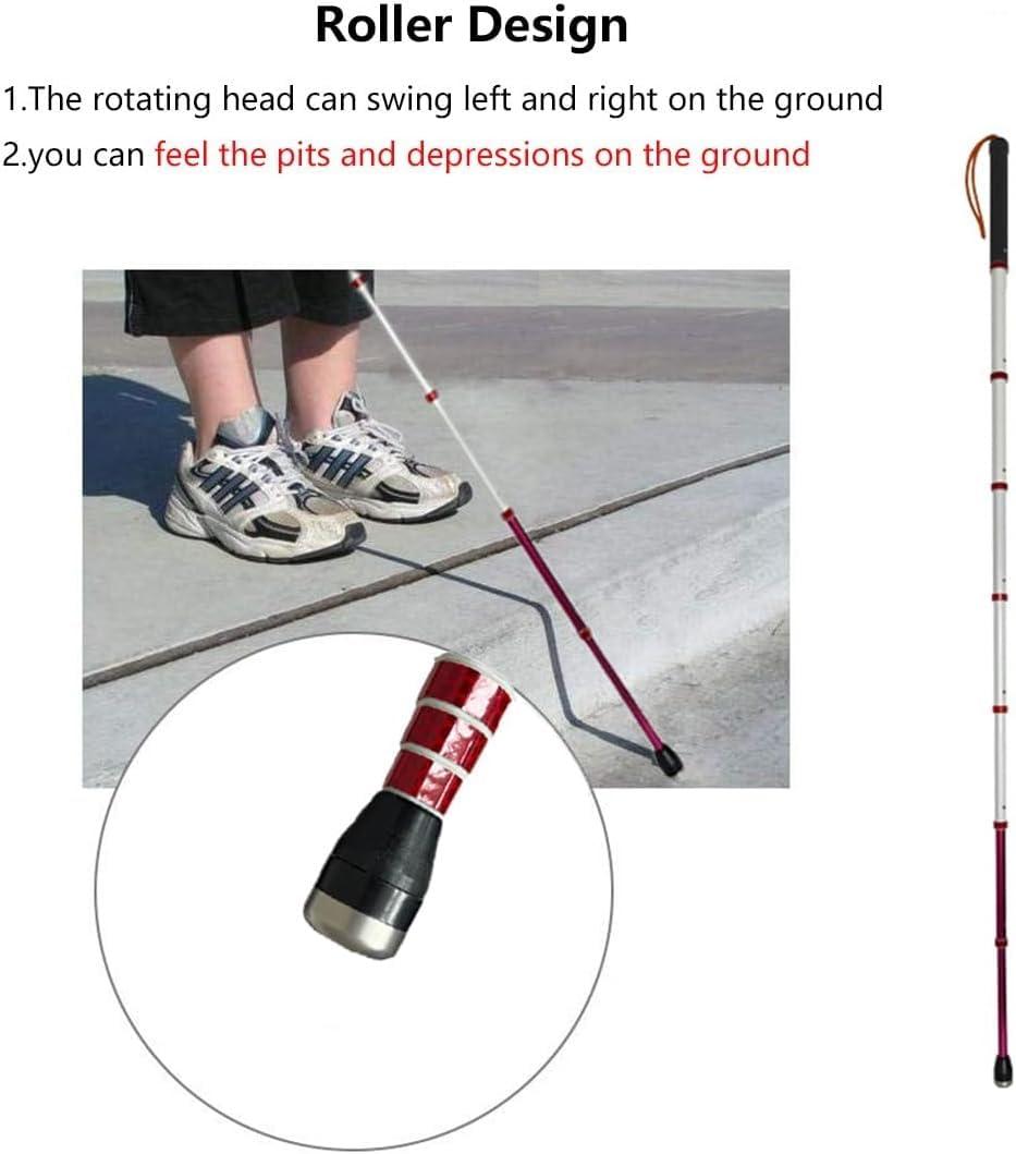 SEIBES Folding Blind Cane, 8 Sections Titanium Alloy Blind Cane Telescopic Outdoor Walking Stick with Reflective Walk Cane for the Blind and Vision Impaired(139.5cm/55in)