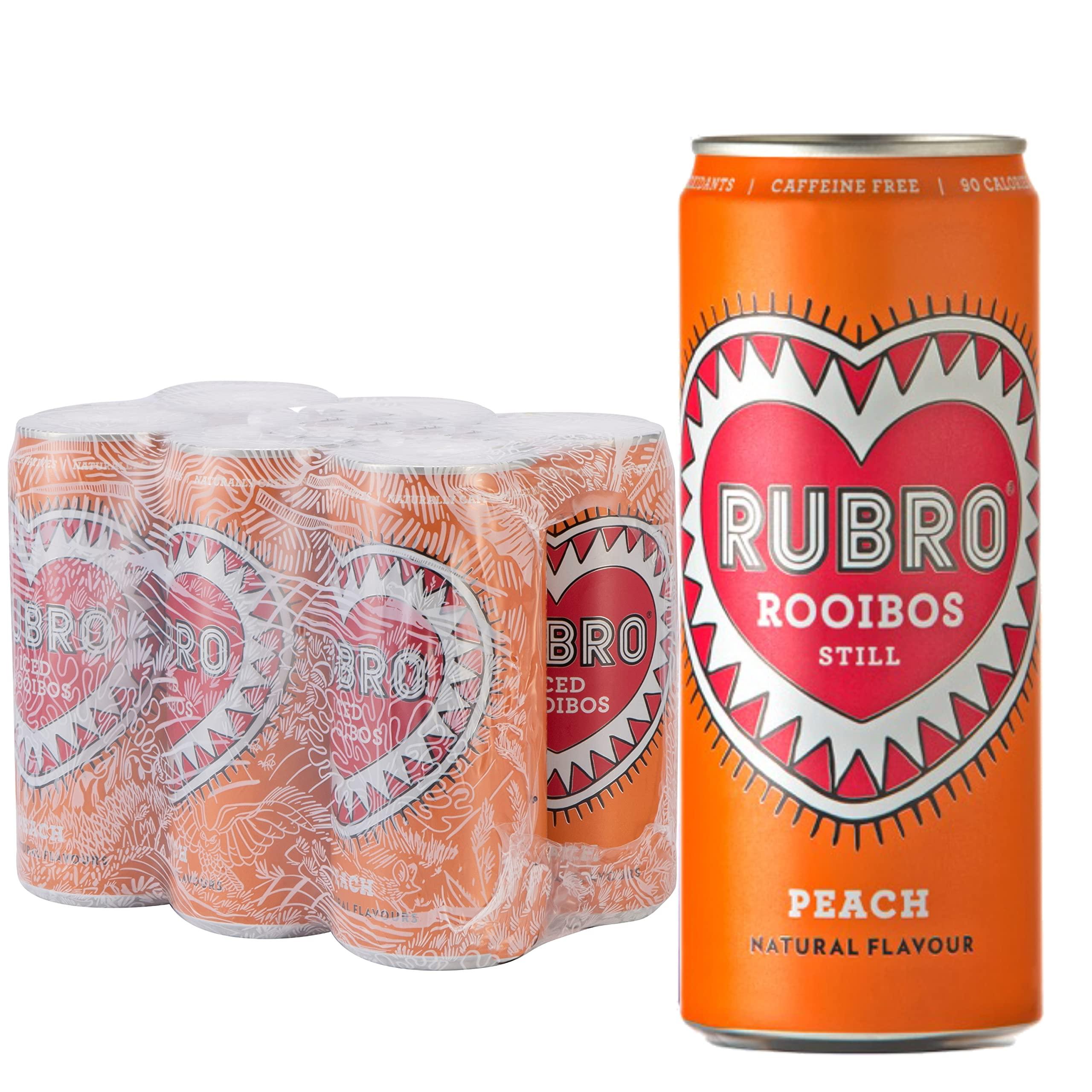 UOOTPC Rubro - Peach Rooibos - 6 Can Multipack - 300ml - Still, Soft Drink - Peach Tea Drink - Natural Flavours - Caffeine Free - Bulk Soft Drinks