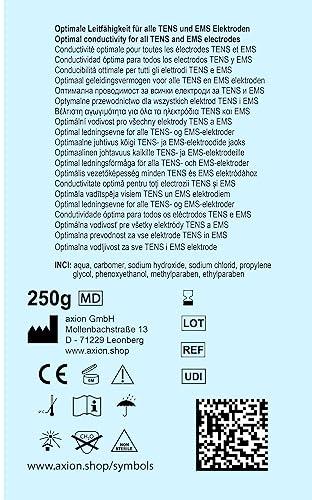 axion Axion Electrode Contact and Cleansing Gel - 250ml. Cleanses Skin and Improves The Transmission Capabilities of TENS EMS Stimulation. Quality and Safety Tested