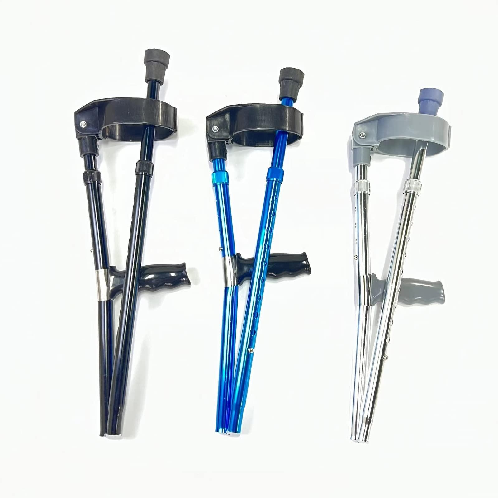 HWSY Pair of Folding Adult Crutches for Travel or Work, Lightweight Aluminum Forearm Crutches with Adjustable Full Cuff, Adjustable Height Height Arm Crutches Interesting