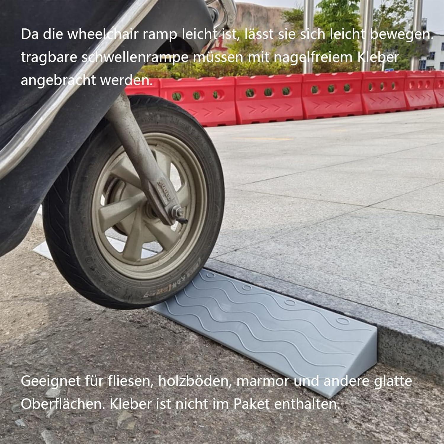 FreshCart Basics Threshold Ramp for Door, 3cm Rubber Ramp for Wheelchairs - Door Threshold Ramp to Ease Mobility - Portable Door Ramp for Seniors and Disabled,Red,2.5cm