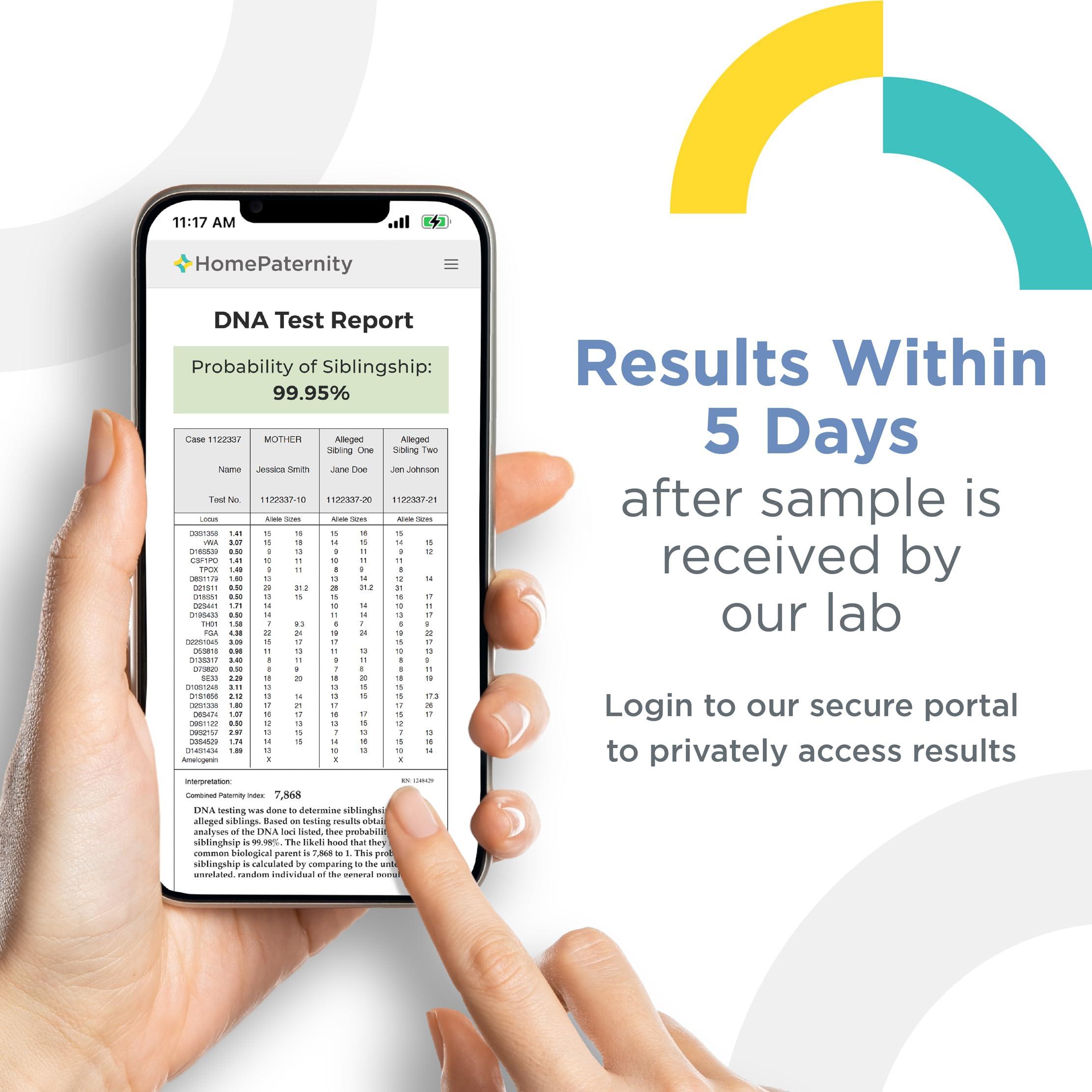 HomePaternity HomePaternity Sibling DNA Test, Fast Results, Highest Accuracy Available with Up to 34 Genetic Markers Tested, All Lab Fees & Shipping Included