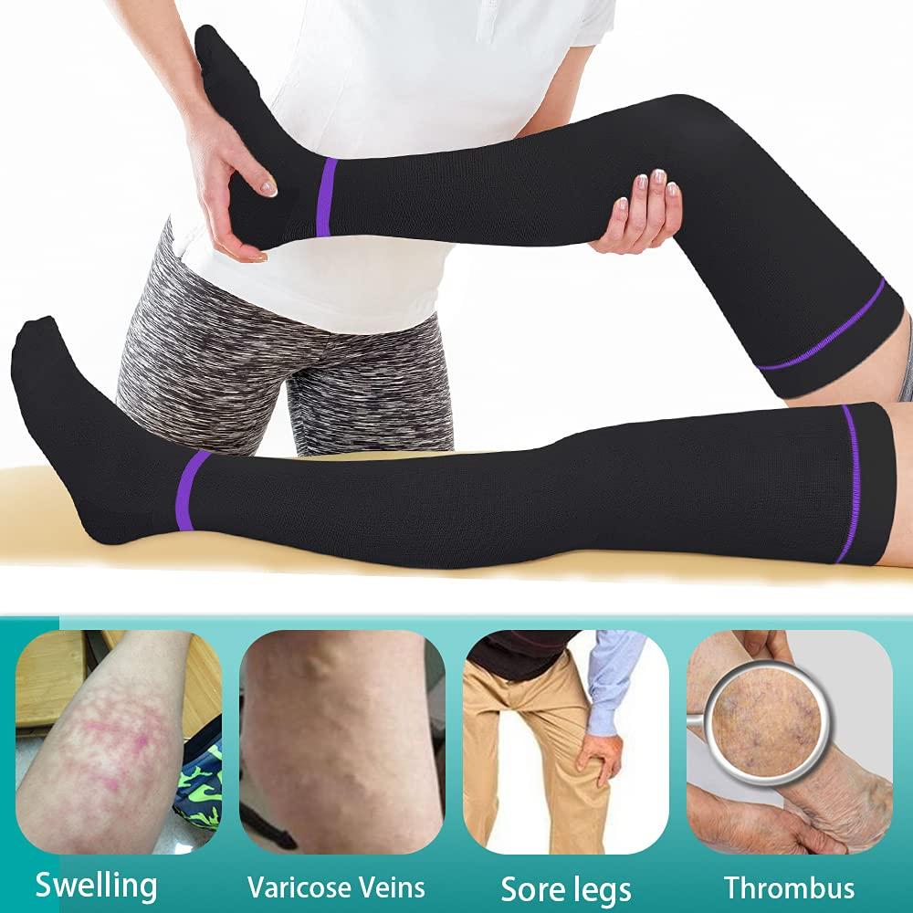 SKYFOXE SKYFOXE T.E.D. Anti Embolism Stockings for Women Men Thigh High, 15-20 mmHg Compression TED Hose with Inspect Toe Hole