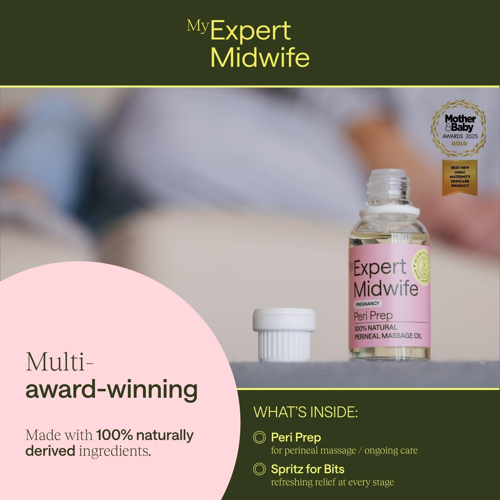 My Expert Midwife My Expert Midwife Just For Bits - Birth Prep & Recovery Duo with Spritz for Bits Postnatal Relief Perineal Spray and Peri Prep Your Bits Perineal Massage Oil (Pack of 2)