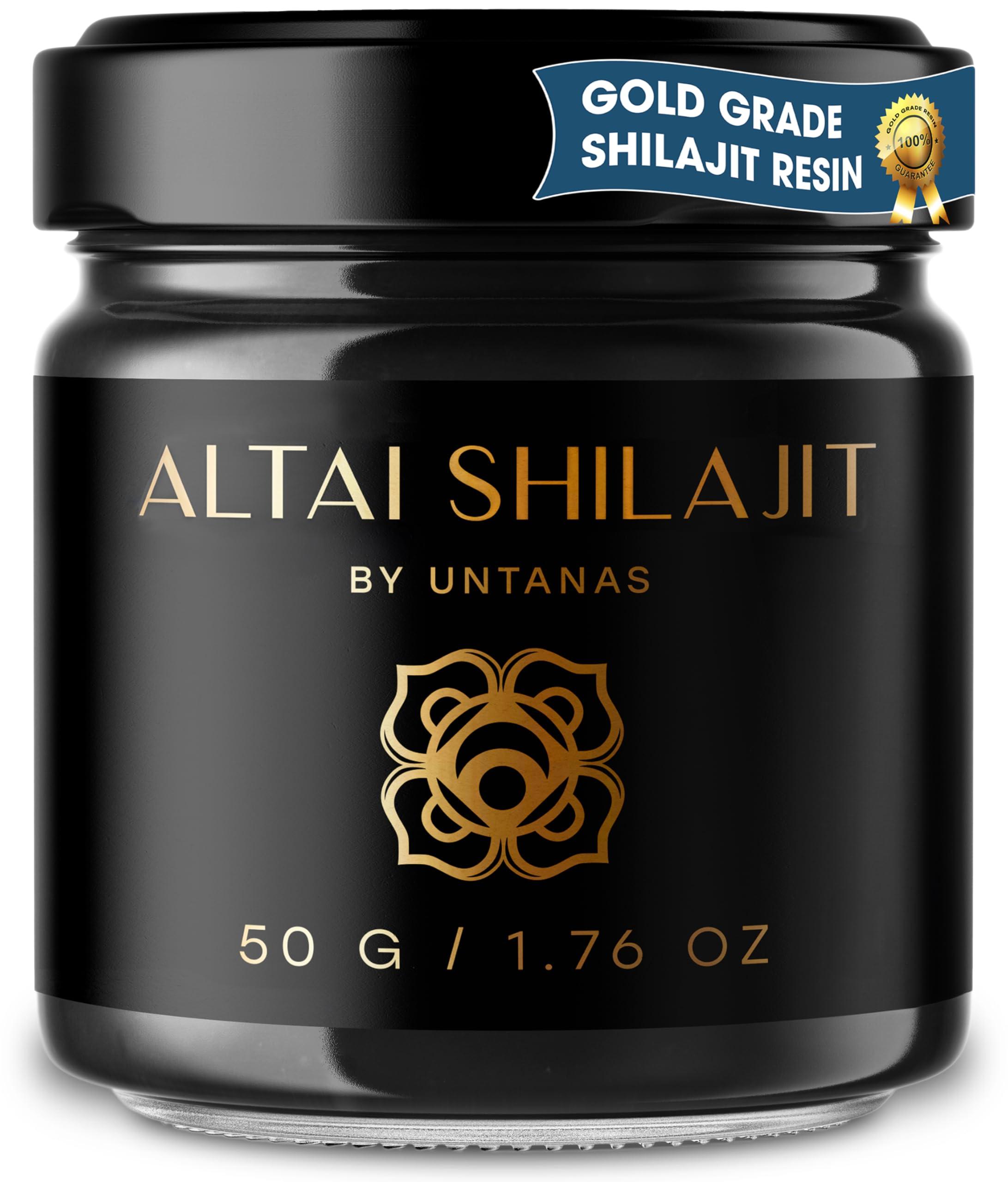 UNTANAS Altai Shilajit Resin - 50g Pure Shilajit - Gold Grade Shilajit - 6 Months Supply - for Vitality & Mental Clarity - Authentic Extraction Method - Fulvic Acid + Humic Minerals