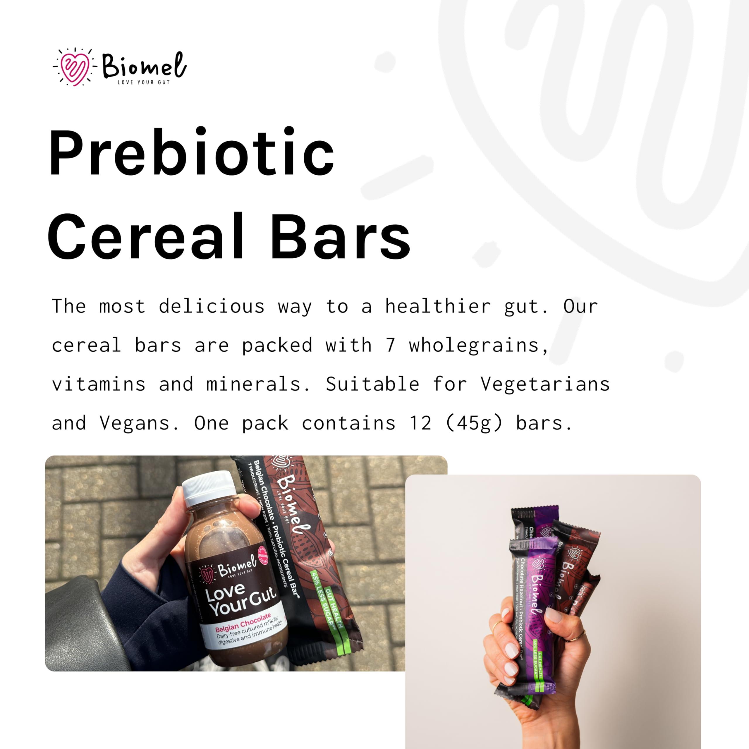 Biomel Biomel Prebiotic Cereal Bars | Gut Health | High Fibre | 45% Less Sugar | 12 Bars (Chocolate Hazelnut)