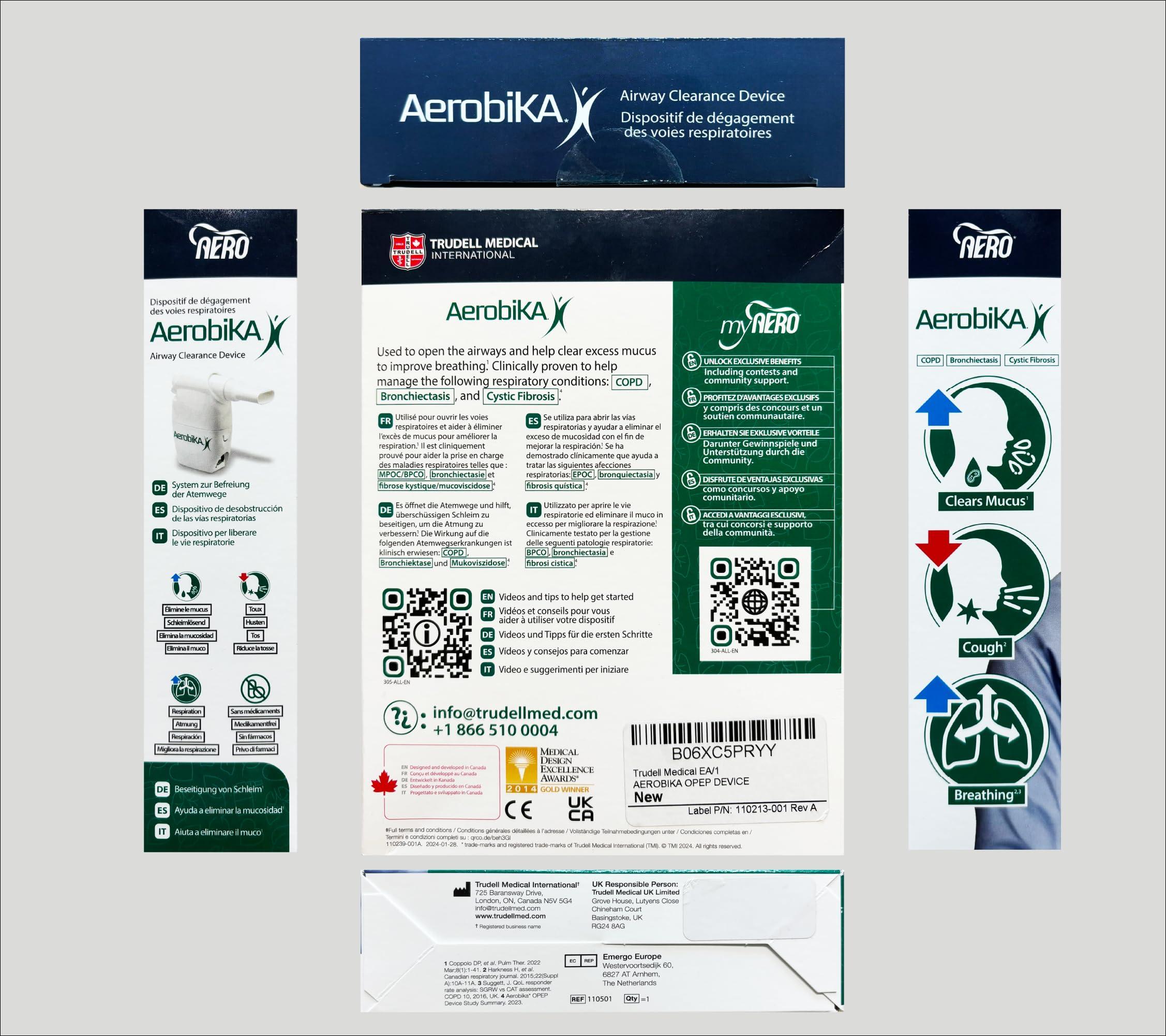 AEROBIKA Aerobika OPEP Natural Phlegm and Mucus Clearance Device - Lung Exercise Therapy Unblocks and Expands Airways Helping to Improve Breathing and Reduce Cough