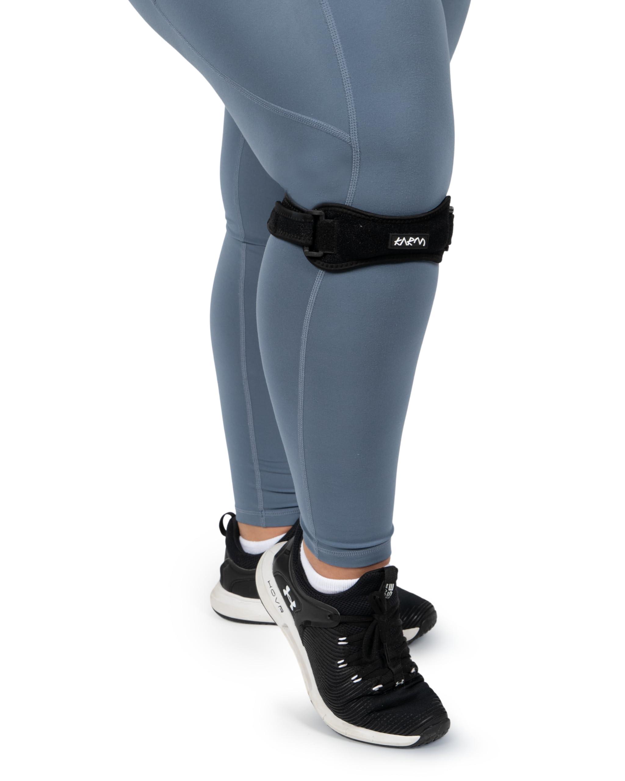 KARM KARM Plus Size Knee Support XXL XXXL 3XL 4XL 5XL 6XL for Obese People - Patella Tendon Knee Strap Brace for Joint Pain, Running, Extra Large Big Legs Women & Men (Plus Size, Black Single)